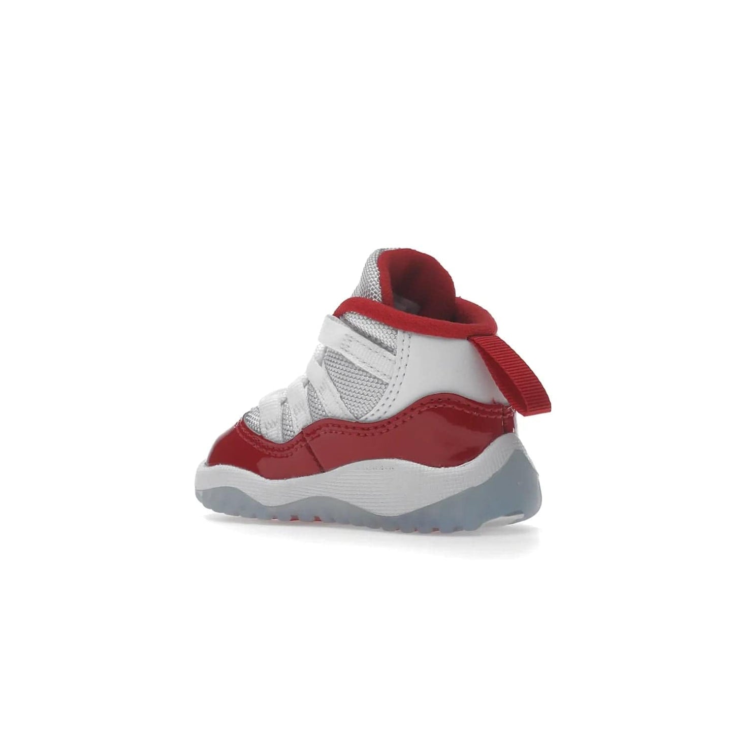 Jordan 11 Retro Cherry (2022) (TD) - Image 23 - Only at www.BallersClubKickz.com - Timeless classic. Air Jordan 11 Retro Cherry 2022 TD combines mesh, leather & suede for a unique look. White upper with varsity red suede. Jumpman logo on collar & tongue. Available Dec 10th, priced at $80.