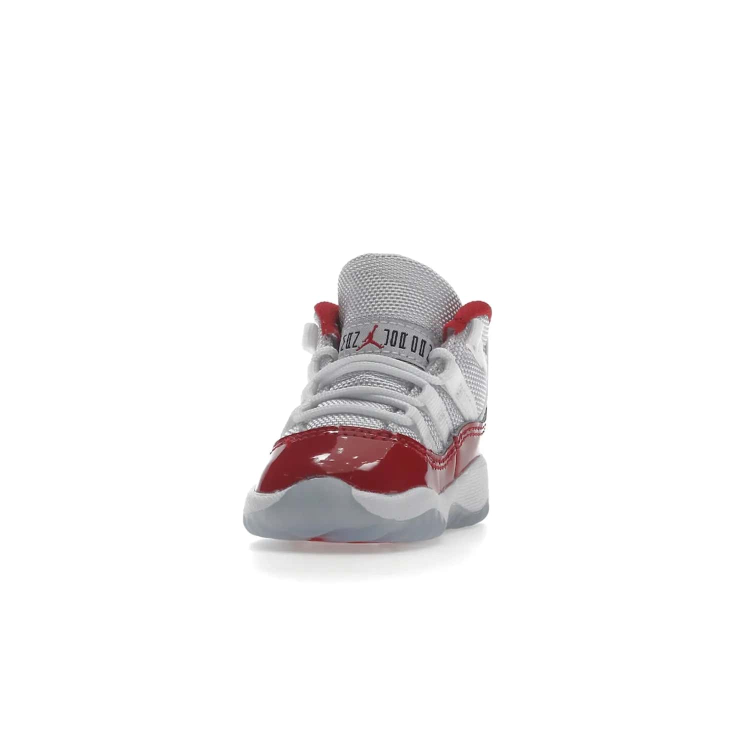 Jordan 11 Retro Cherry (2022) (TD) - Image 12 - Only at www.BallersClubKickz.com - Timeless classic. Air Jordan 11 Retro Cherry 2022 TD combines mesh, leather & suede for a unique look. White upper with varsity red suede. Jumpman logo on collar & tongue. Available Dec 10th, priced at $80.