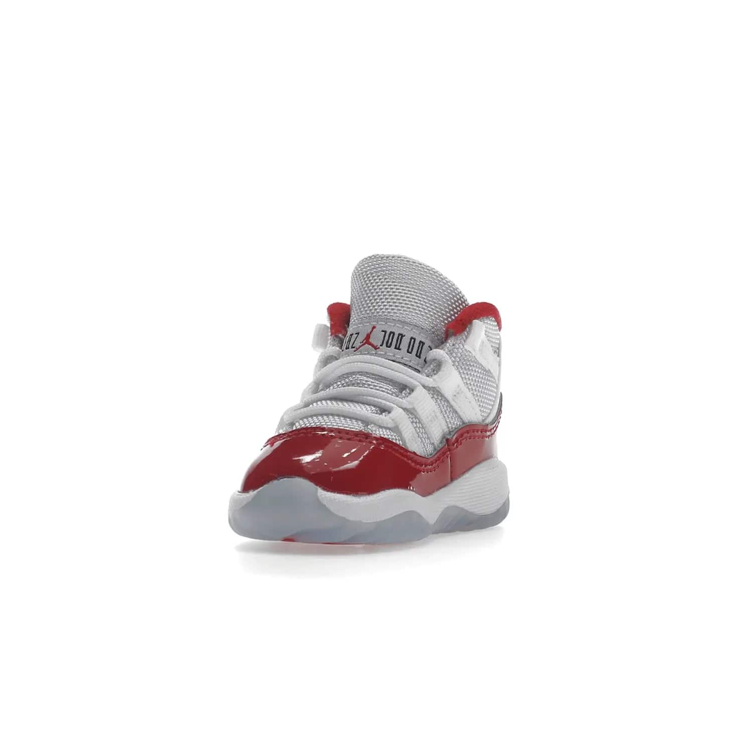 Jordan 11 Retro Cherry (2022) (TD) - Image 13 - Only at www.BallersClubKickz.com - Timeless classic. Air Jordan 11 Retro Cherry 2022 TD combines mesh, leather & suede for a unique look. White upper with varsity red suede. Jumpman logo on collar & tongue. Available Dec 10th, priced at $80.