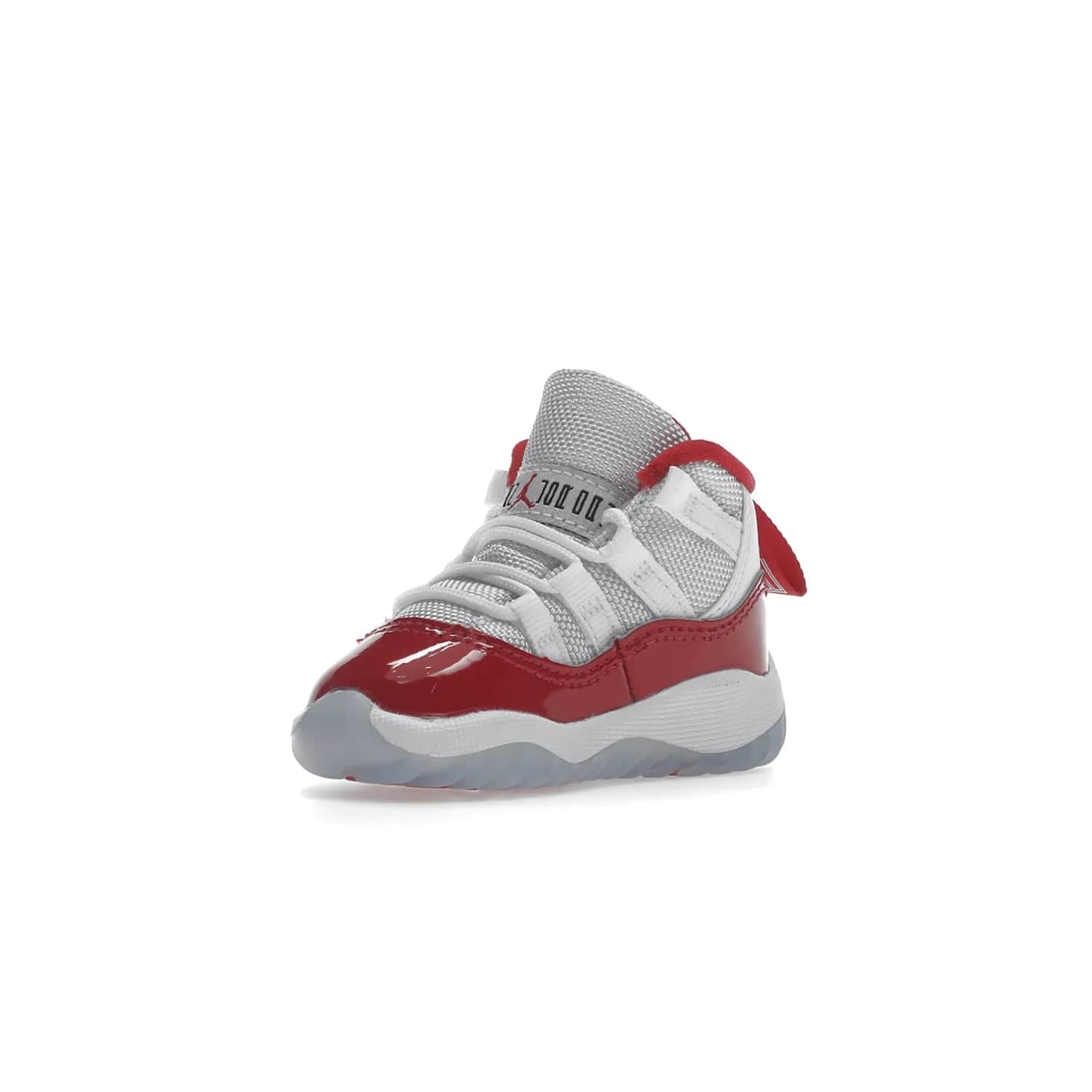 Jordan 11 Retro Cherry (2022) (TD) - Image 15 - Only at www.BallersClubKickz.com - Timeless classic. Air Jordan 11 Retro Cherry 2022 TD combines mesh, leather & suede for a unique look. White upper with varsity red suede. Jumpman logo on collar & tongue. Available Dec 10th, priced at $80.