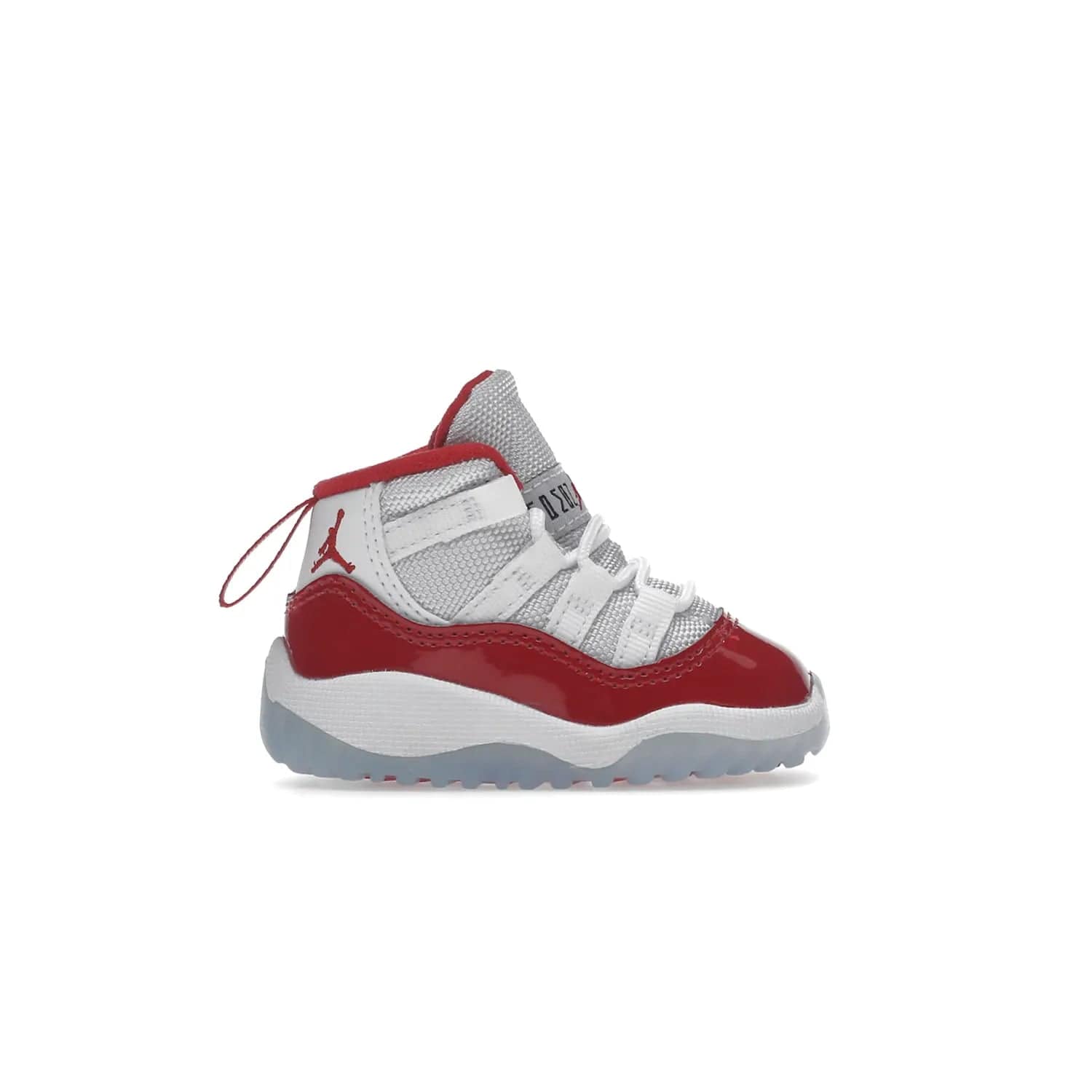 Jordan 11 Retro Cherry (2022) (TD) - Image 1 - Only at www.BallersClubKickz.com - Timeless classic. Air Jordan 11 Retro Cherry 2022 TD combines mesh, leather & suede for a unique look. White upper with varsity red suede. Jumpman logo on collar & tongue. Available Dec 10th, priced at $80.