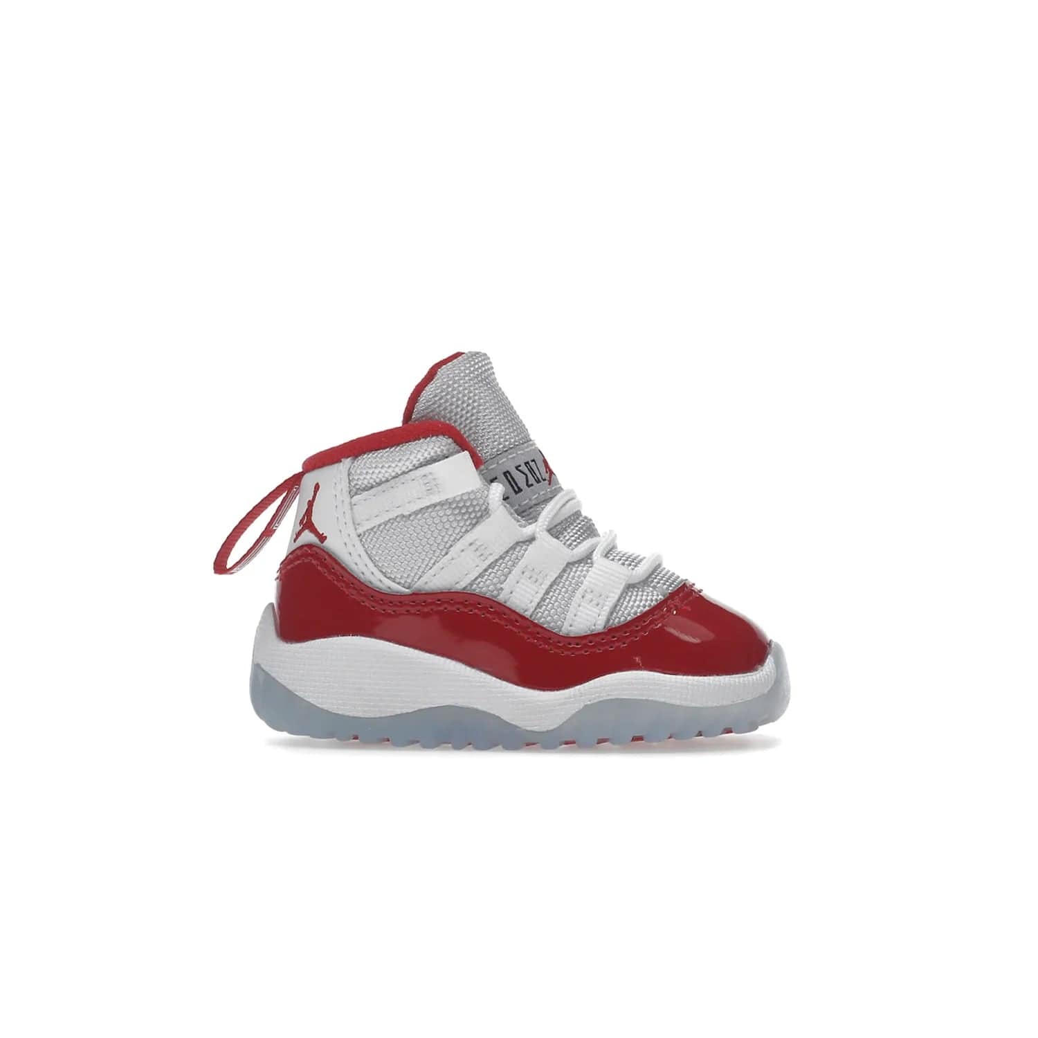Jordan 11 Retro Cherry (2022) (TD) - Image 2 - Only at www.BallersClubKickz.com - Timeless classic. Air Jordan 11 Retro Cherry 2022 TD combines mesh, leather & suede for a unique look. White upper with varsity red suede. Jumpman logo on collar & tongue. Available Dec 10th, priced at $80.