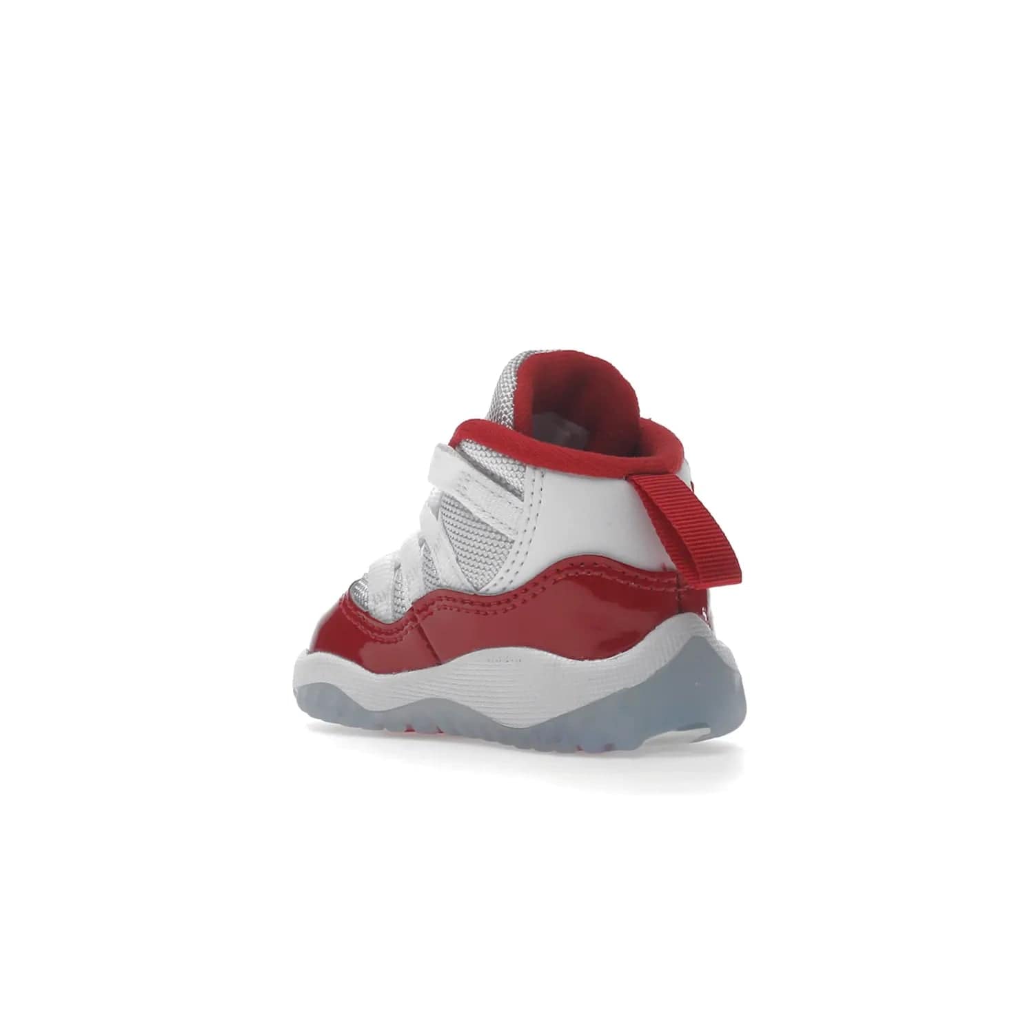 Jordan 11 Retro Cherry (2022) (TD) - Image 24 - Only at www.BallersClubKickz.com - Timeless classic. Air Jordan 11 Retro Cherry 2022 TD combines mesh, leather & suede for a unique look. White upper with varsity red suede. Jumpman logo on collar & tongue. Available Dec 10th, priced at $80.