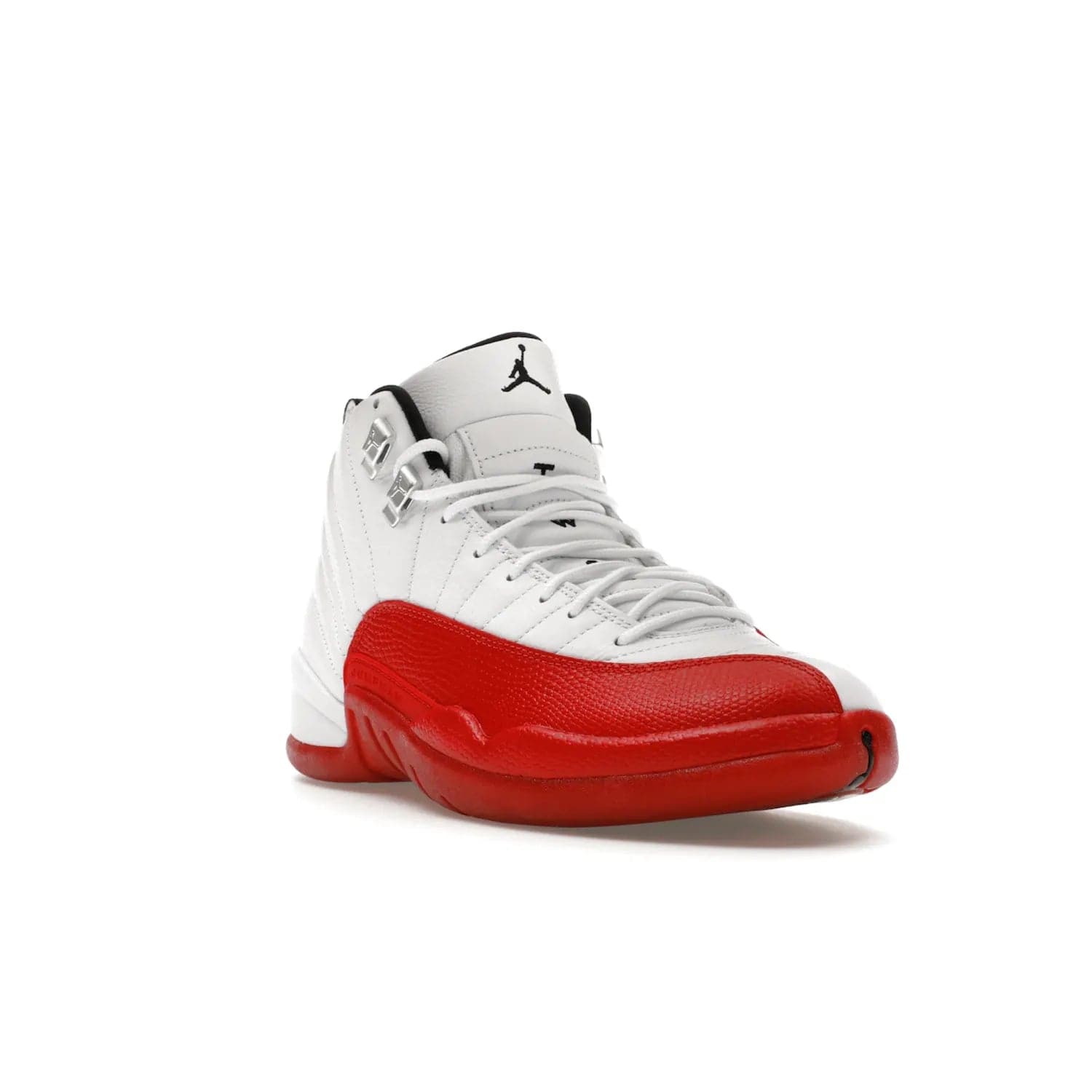 Jordan 12 Retro Cherry (2023) - Image 6 - Only at www.BallersClubKickz.com - Live your sneaker legend with the Jordan 12 Retro Cherry. Iconic pebbled leather mudguards, quilted uppers, and varsity red accents make this 1997 classic a must-have for 2023. Shine on with silver hardware and matching midsoles, and bring it all together for limited-edition style on October 28th. Step into Jordan legacy with the Retro Cherry.