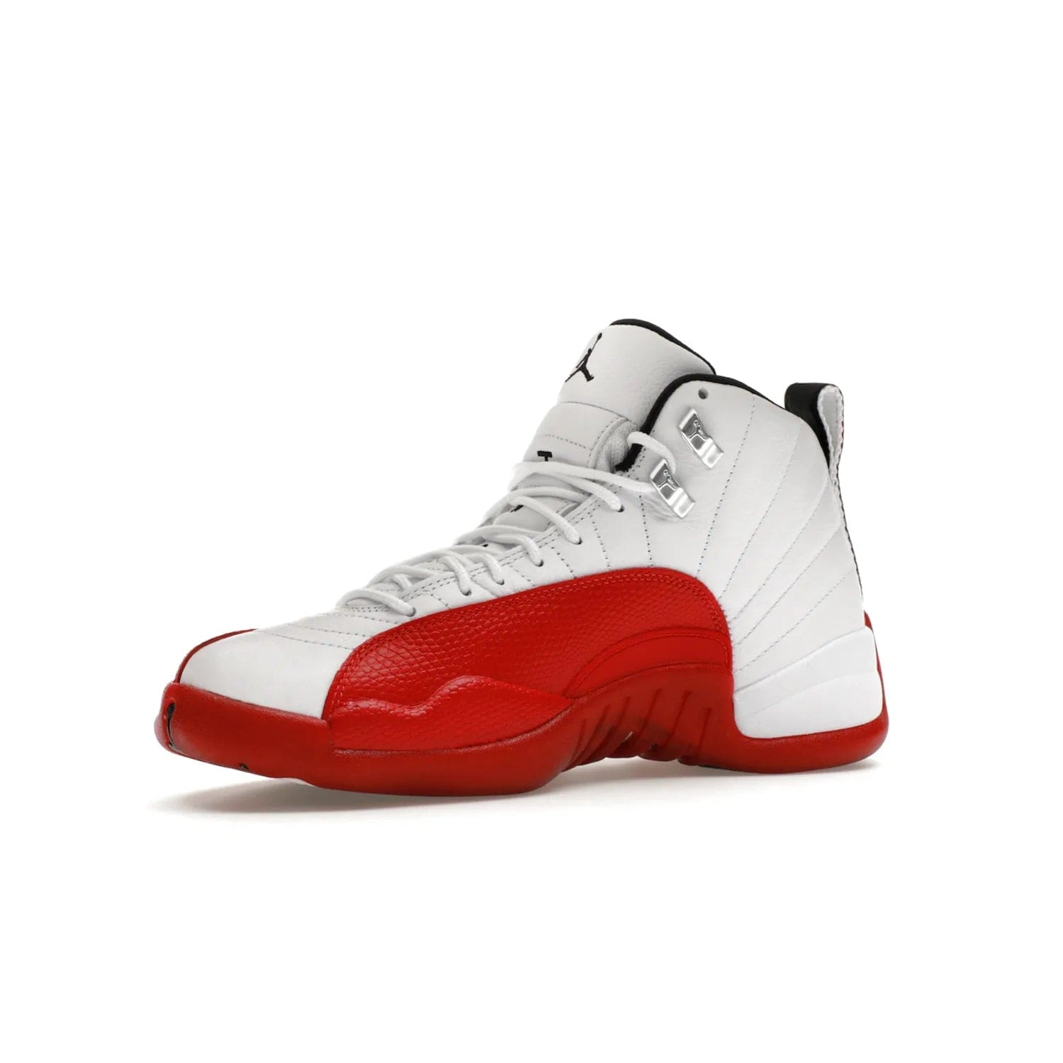 Jordan 12 Retro Cherry (2023) - Image 16 - Only at www.BallersClubKickz.com - Live your sneaker legend with the Jordan 12 Retro Cherry. Iconic pebbled leather mudguards, quilted uppers, and varsity red accents make this 1997 classic a must-have for 2023. Shine on with silver hardware and matching midsoles, and bring it all together for limited-edition style on October 28th. Step into Jordan legacy with the Retro Cherry.