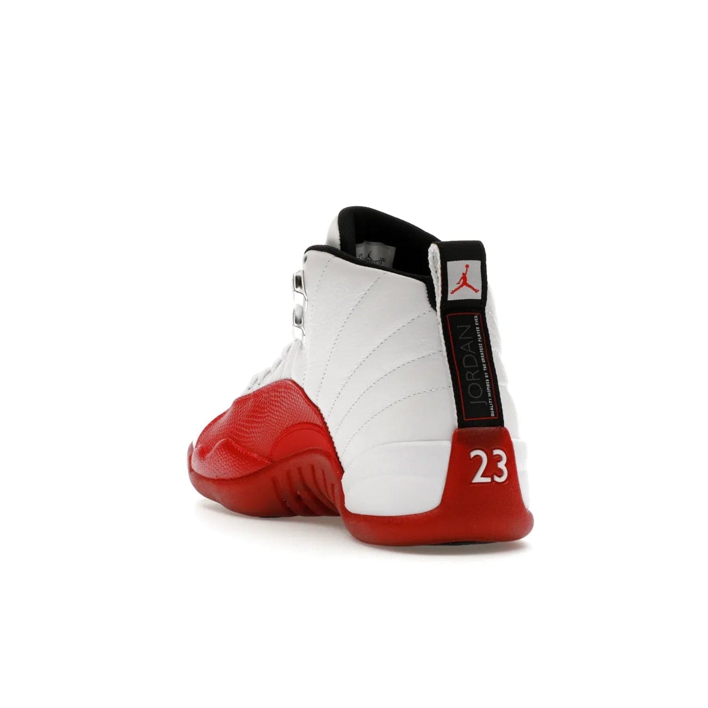 Jordan 12 Retro Cherry (2023) - Image 25 - Only at www.BallersClubKickz.com - Live your sneaker legend with the Jordan 12 Retro Cherry. Iconic pebbled leather mudguards, quilted uppers, and varsity red accents make this 1997 classic a must-have for 2023. Shine on with silver hardware and matching midsoles, and bring it all together for limited-edition style on October 28th. Step into Jordan legacy with the Retro Cherry.