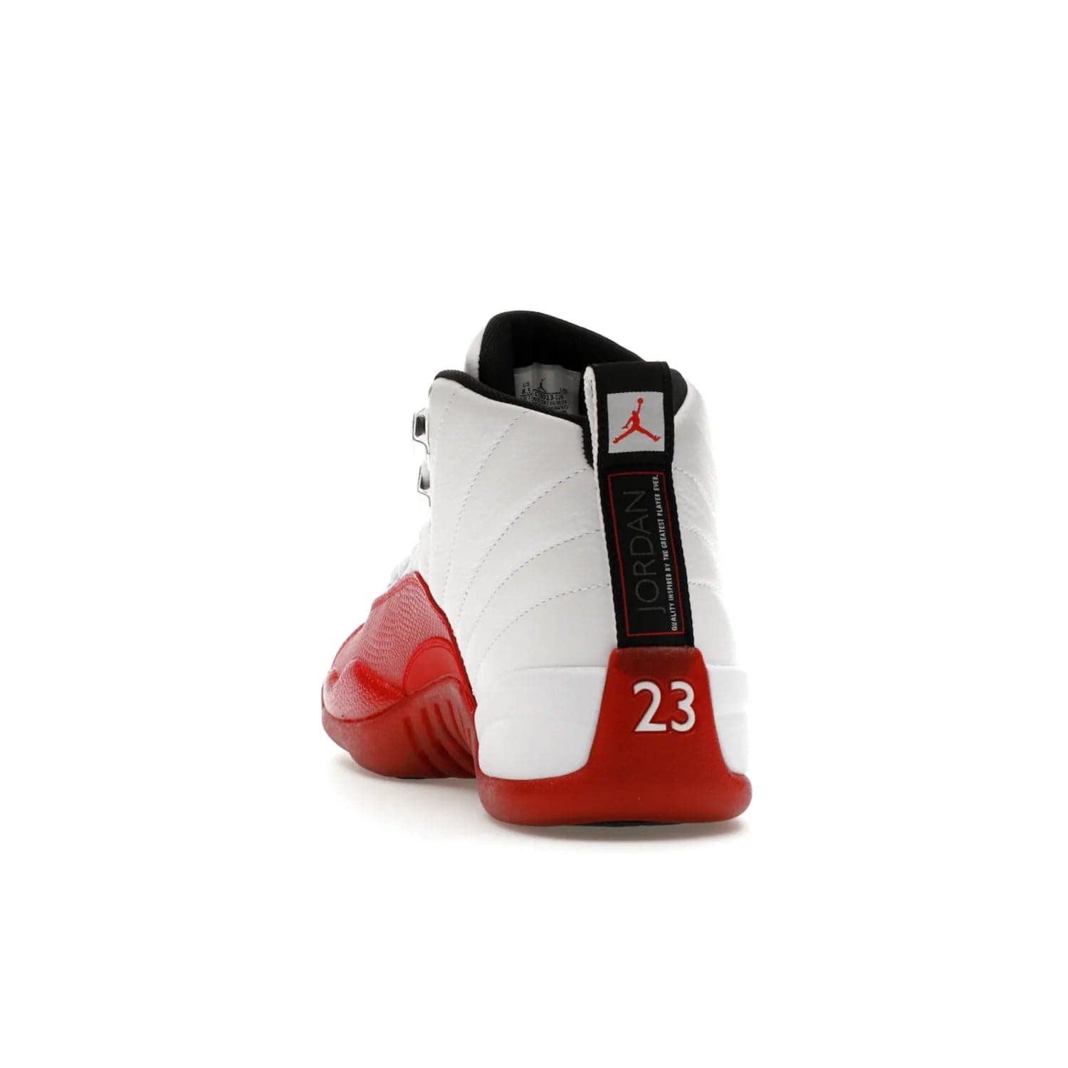 Jordan 12 Retro Cherry (2023) - Image 26 - Only at www.BallersClubKickz.com - Live your sneaker legend with the Jordan 12 Retro Cherry. Iconic pebbled leather mudguards, quilted uppers, and varsity red accents make this 1997 classic a must-have for 2023. Shine on with silver hardware and matching midsoles, and bring it all together for limited-edition style on October 28th. Step into Jordan legacy with the Retro Cherry.