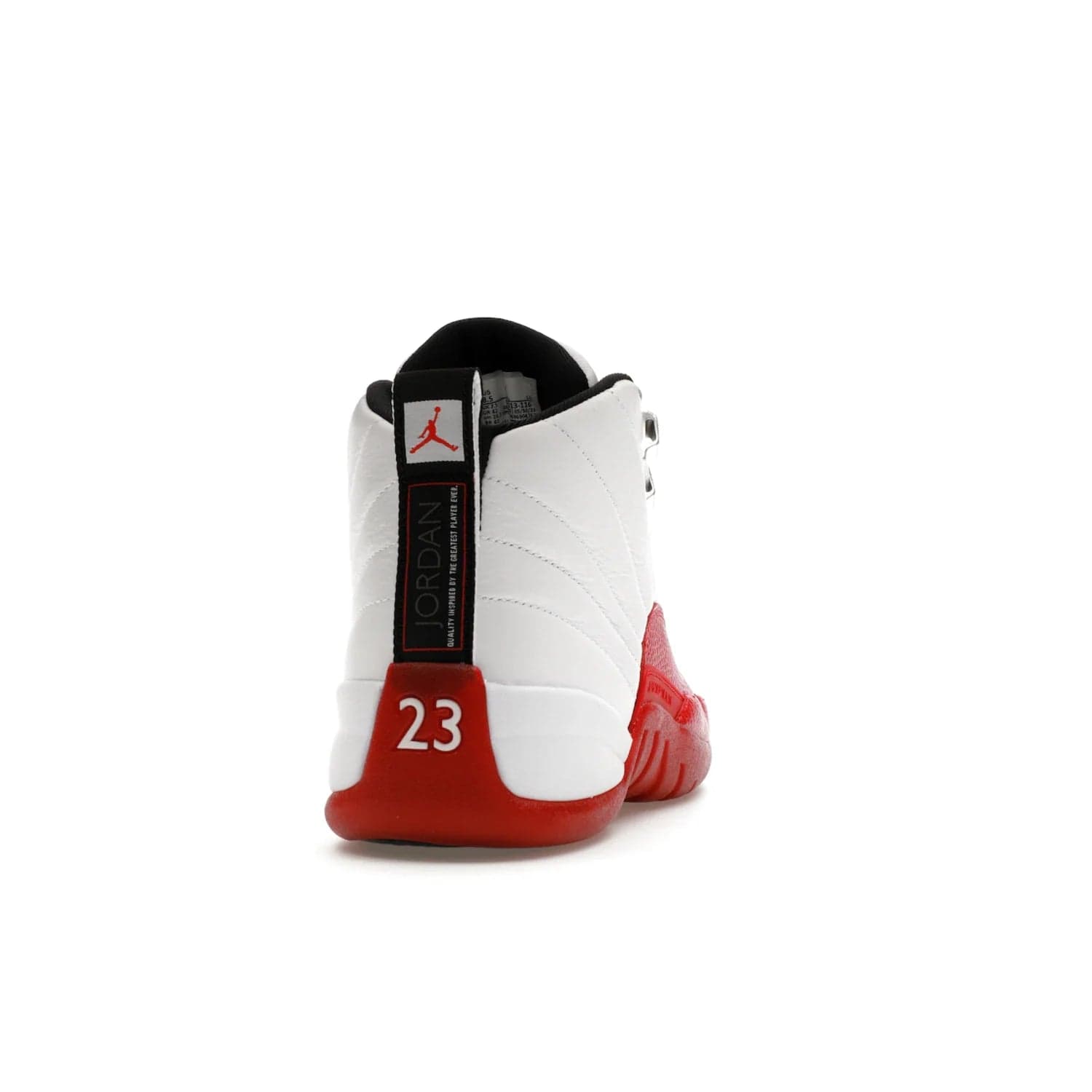 Jordan 12 Retro Cherry (2023) - Image 29 - Only at www.BallersClubKickz.com - Live your sneaker legend with the Jordan 12 Retro Cherry. Iconic pebbled leather mudguards, quilted uppers, and varsity red accents make this 1997 classic a must-have for 2023. Shine on with silver hardware and matching midsoles, and bring it all together for limited-edition style on October 28th. Step into Jordan legacy with the Retro Cherry.