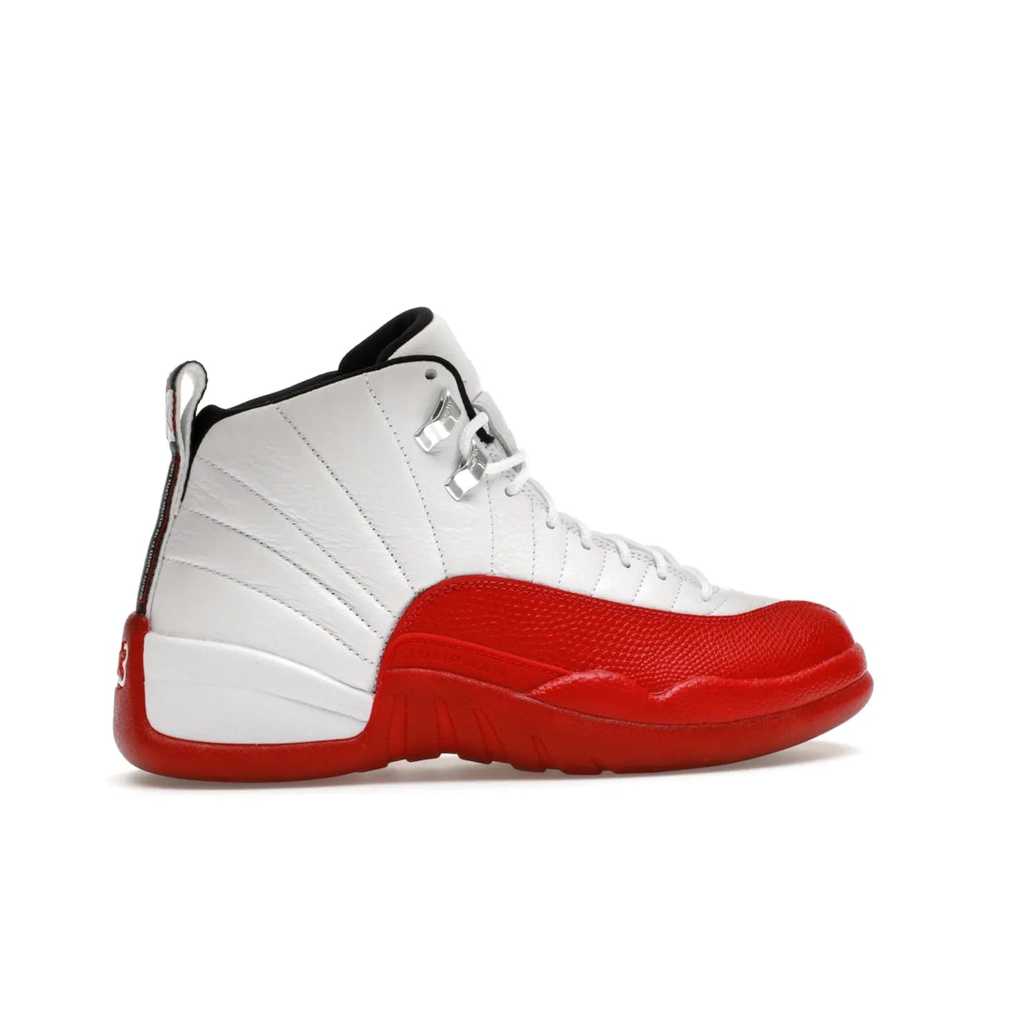 Jordan 12 Retro Cherry (2023) - Image 35 - Only at www.BallersClubKickz.com - Live your sneaker legend with the Jordan 12 Retro Cherry. Iconic pebbled leather mudguards, quilted uppers, and varsity red accents make this 1997 classic a must-have for 2023. Shine on with silver hardware and matching midsoles, and bring it all together for limited-edition style on October 28th. Step into Jordan legacy with the Retro Cherry.