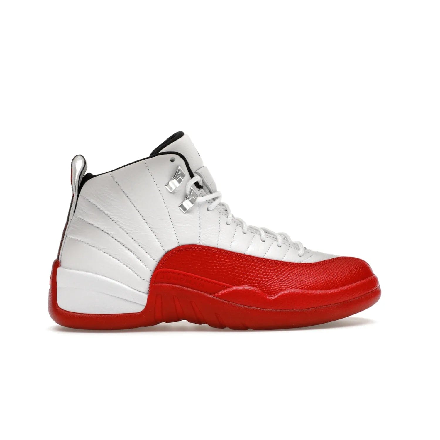 Jordan 12 Retro Cherry (2023) - Image 36 - Only at www.BallersClubKickz.com - Live your sneaker legend with the Jordan 12 Retro Cherry. Iconic pebbled leather mudguards, quilted uppers, and varsity red accents make this 1997 classic a must-have for 2023. Shine on with silver hardware and matching midsoles, and bring it all together for limited-edition style on October 28th. Step into Jordan legacy with the Retro Cherry.