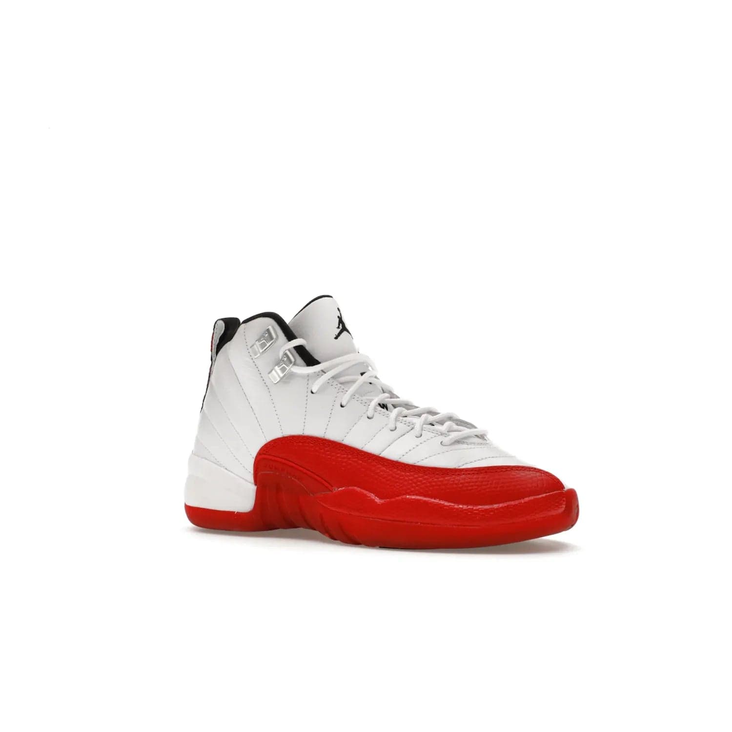 Jordan 12 Retro Cherry (2023) (GS) - Image 4 - Only at www.BallersClubKickz.com - Grab the Jordan 12 Retro Cherry (2023) (GS) and show off your signature style with these iconic kicks. Dressed in White, Black and Varsity Red, these timeless kicks are sure to turn heads. Available October 28, 2023.