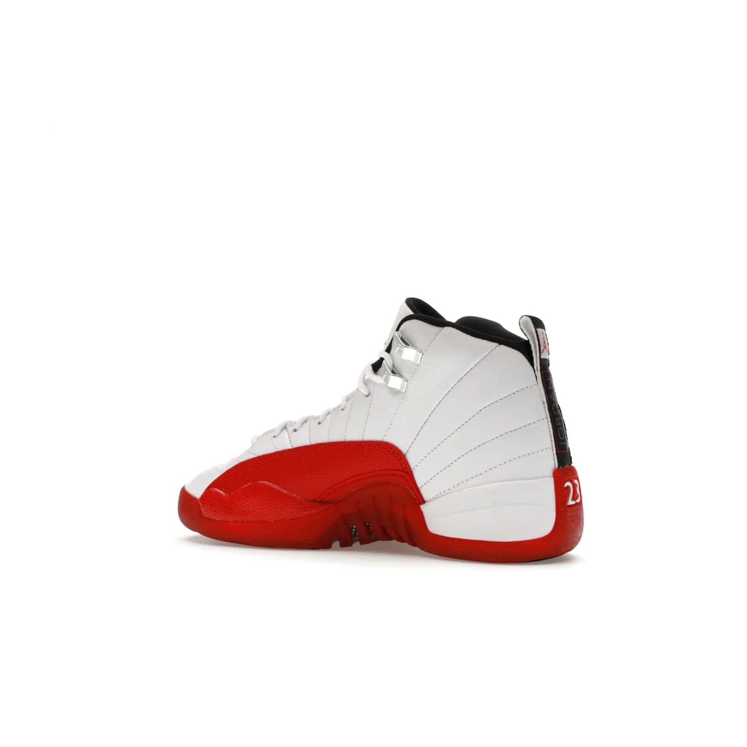 Jordan 12 Retro Cherry (2023) (GS) - Image 22 - Only at www.BallersClubKickz.com - Grab the Jordan 12 Retro Cherry (2023) (GS) and show off your signature style with these iconic kicks. Dressed in White, Black and Varsity Red, these timeless kicks are sure to turn heads. Available October 28, 2023.