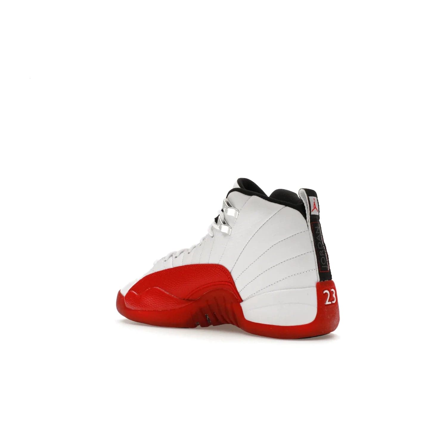 Jordan 12 Retro Cherry (2023) (GS) - Image 23 - Only at www.BallersClubKickz.com - Grab the Jordan 12 Retro Cherry (2023) (GS) and show off your signature style with these iconic kicks. Dressed in White, Black and Varsity Red, these timeless kicks are sure to turn heads. Available October 28, 2023.