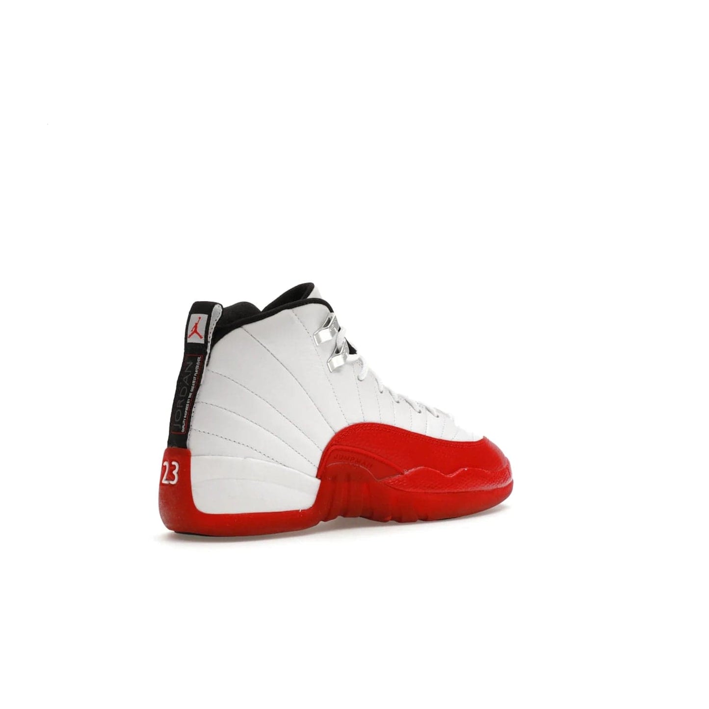 Jordan 12 Retro Cherry (2023) (GS) - Image 33 - Only at www.BallersClubKickz.com - Grab the Jordan 12 Retro Cherry (2023) (GS) and show off your signature style with these iconic kicks. Dressed in White, Black and Varsity Red, these timeless kicks are sure to turn heads. Available October 28, 2023.