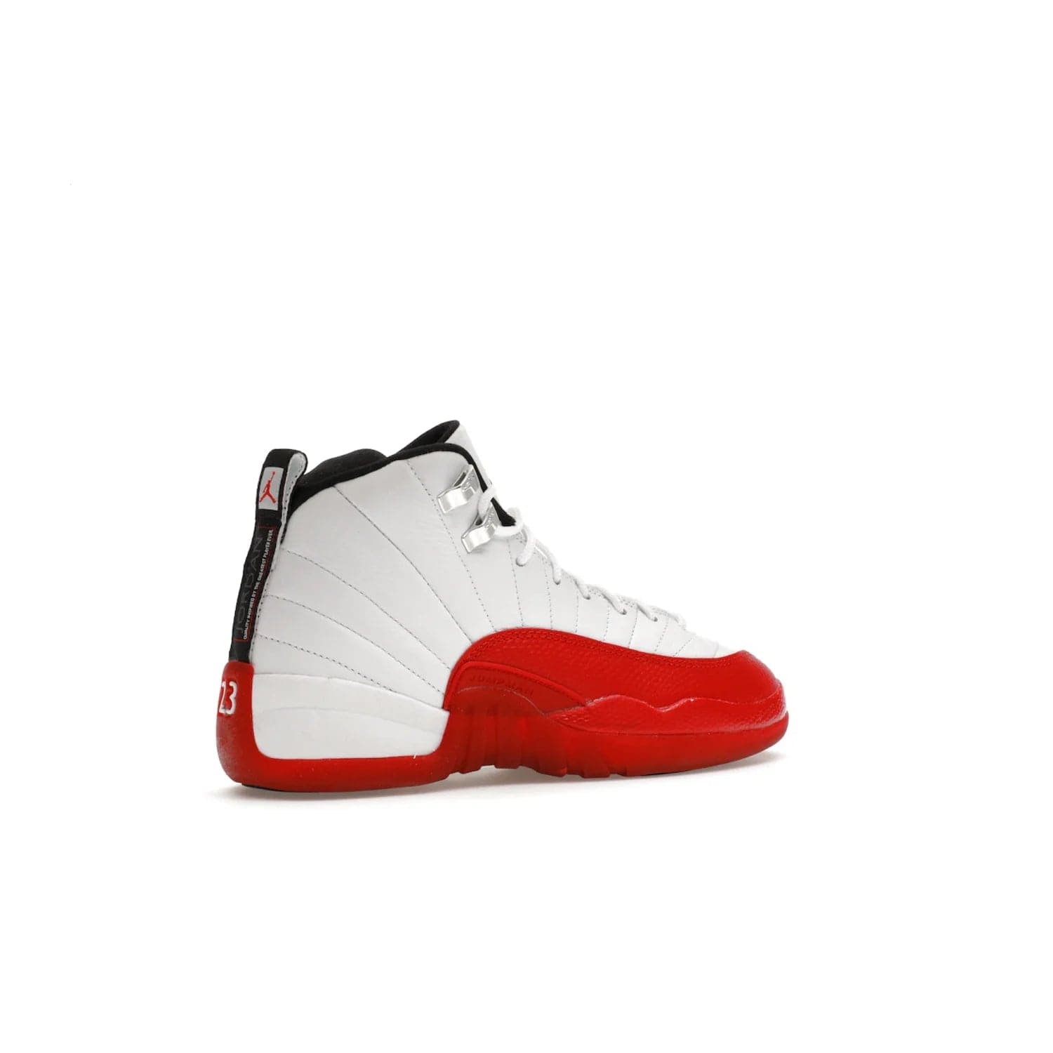 Jordan 12 Retro Cherry (2023) (GS) - Image 34 - Only at www.BallersClubKickz.com - Grab the Jordan 12 Retro Cherry (2023) (GS) and show off your signature style with these iconic kicks. Dressed in White, Black and Varsity Red, these timeless kicks are sure to turn heads. Available October 28, 2023.