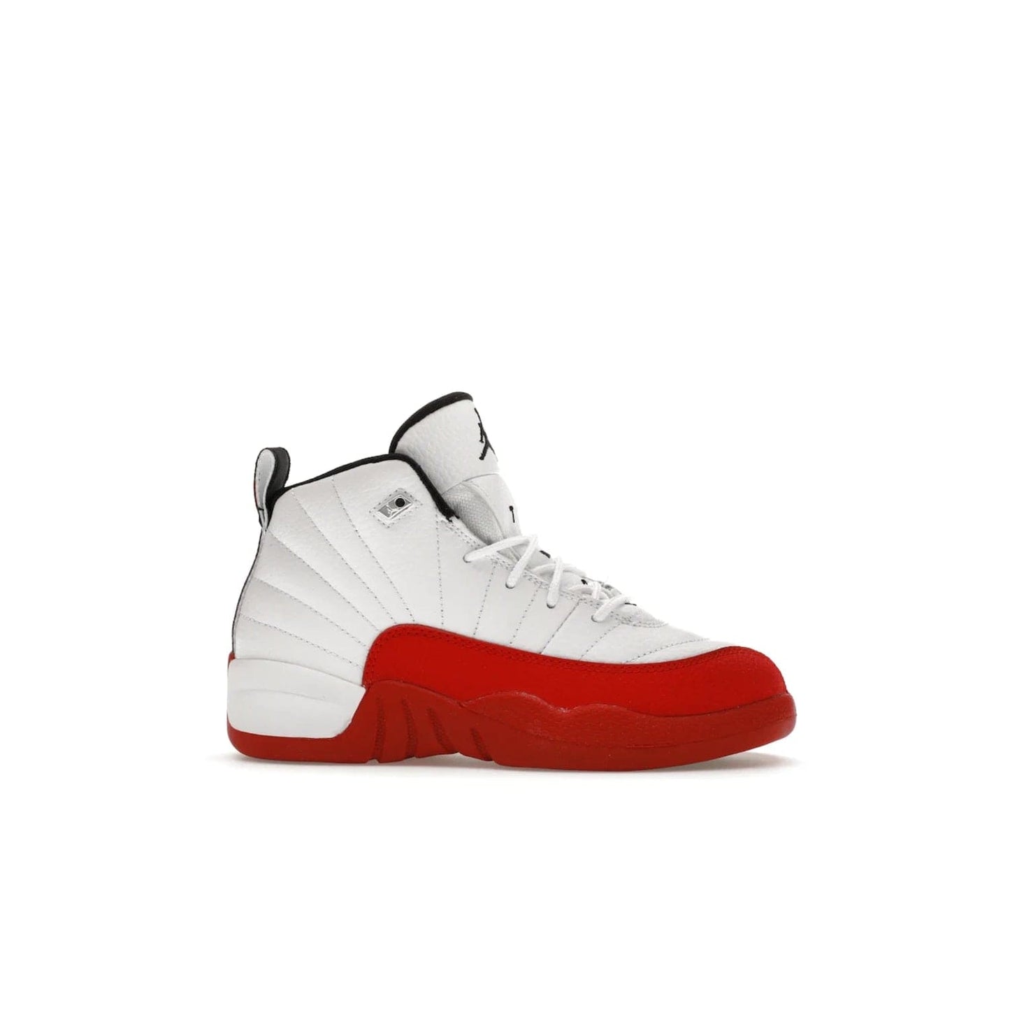 Jordan 12 Retro Cherry (2023) (PS) - Image 2 - Only at www.BallersClubKickz.com - Jordan 12 Retro Cherry dropping for toddlers in 2023! White leather upper with black overlays and red branding. Classic court style for your little one.