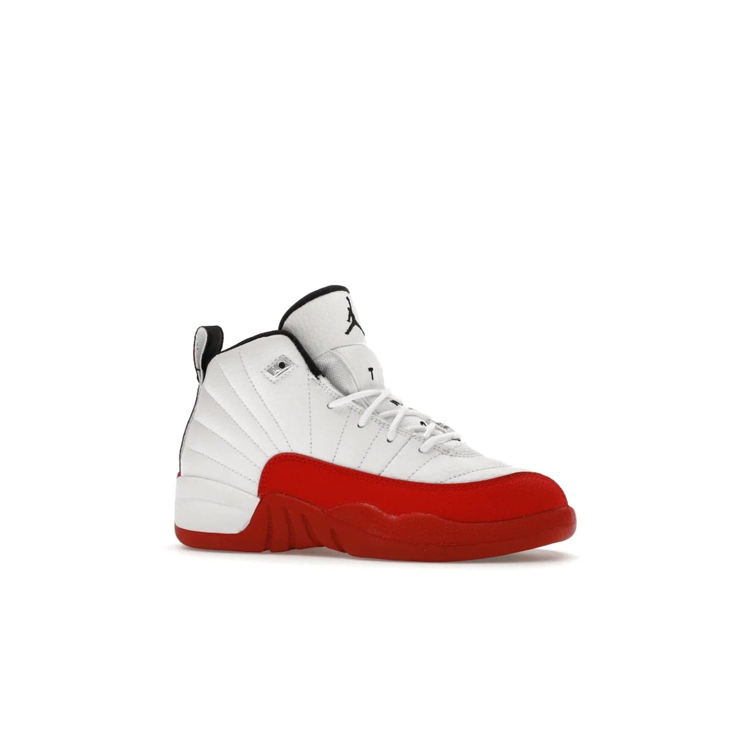 Jordan 12 Retro Cherry (2023) (PS) - Image 3 - Only at www.BallersClubKickz.com - Jordan 12 Retro Cherry dropping for toddlers in 2023! White leather upper with black overlays and red branding. Classic court style for your little one.