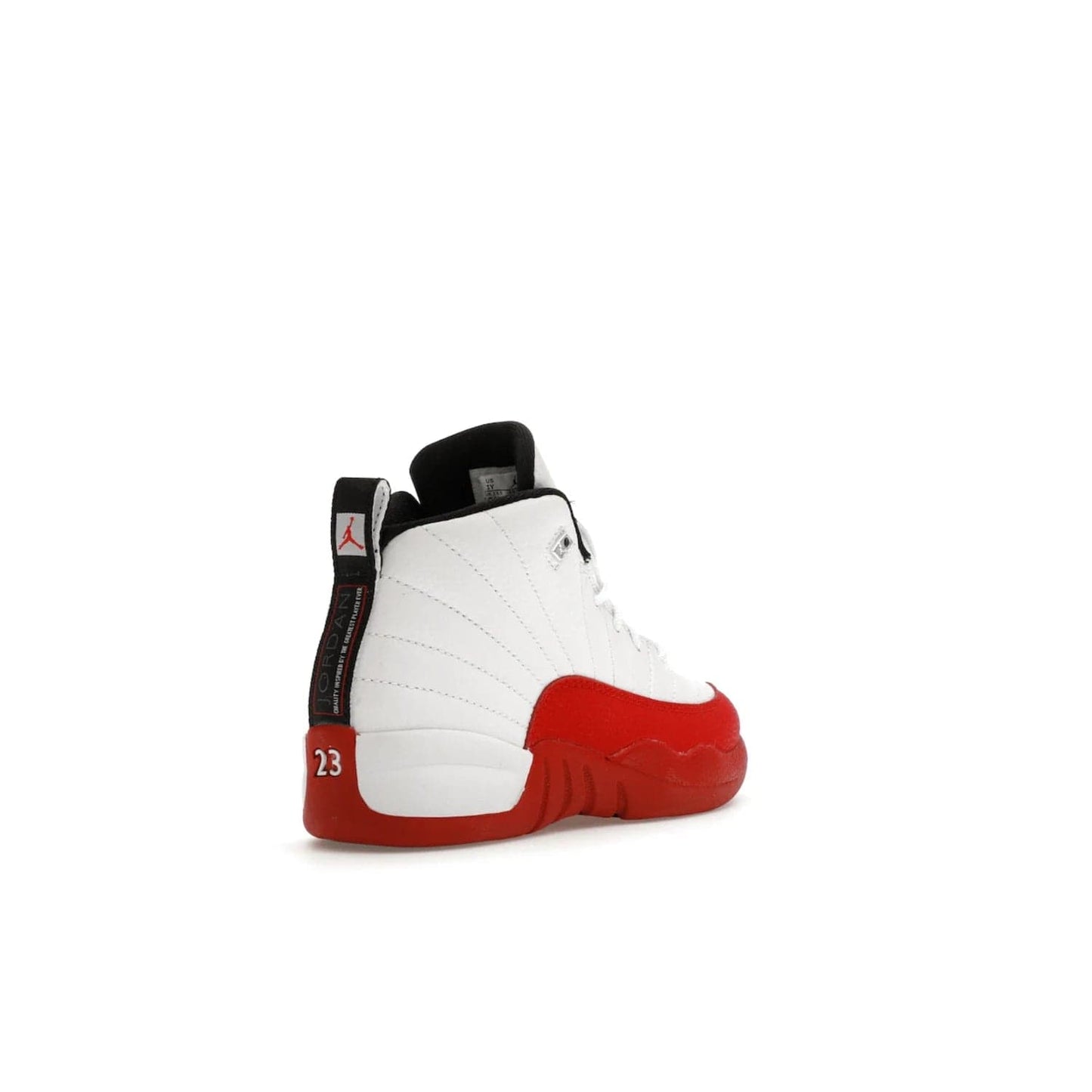 Jordan 12 Retro Cherry (2023) (PS) - Image 32 - Only at www.BallersClubKickz.com - Jordan 12 Retro Cherry dropping for toddlers in 2023! White leather upper with black overlays and red branding. Classic court style for your little one.