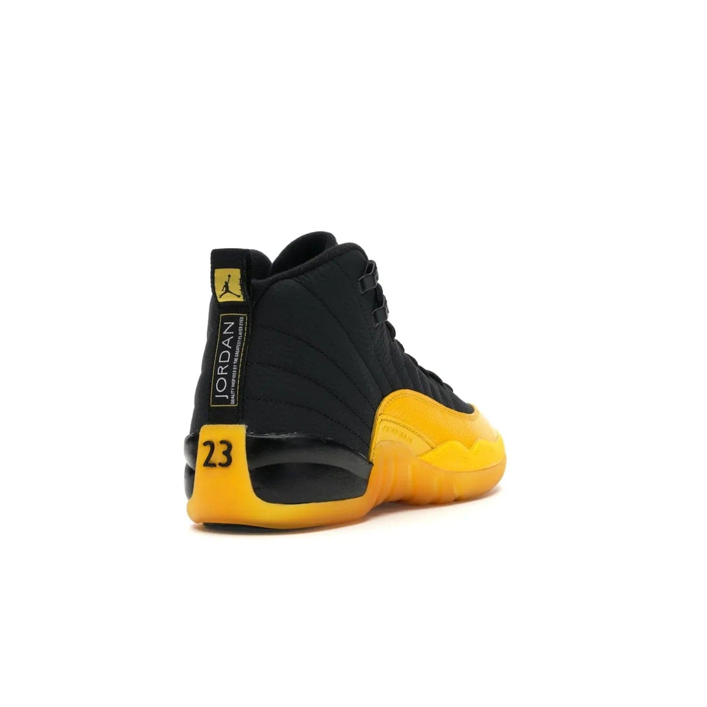 Jordan 12 Retro Black University Gold (GS) - Image 31 - Only at www.BallersClubKickz.com - Upgrade your kid's shoe collection with the Jordan 12 Retro Black University Gold. With classic style, black tumbled leather upper, and University Gold accents, it's a great summer look. Out July 2020.