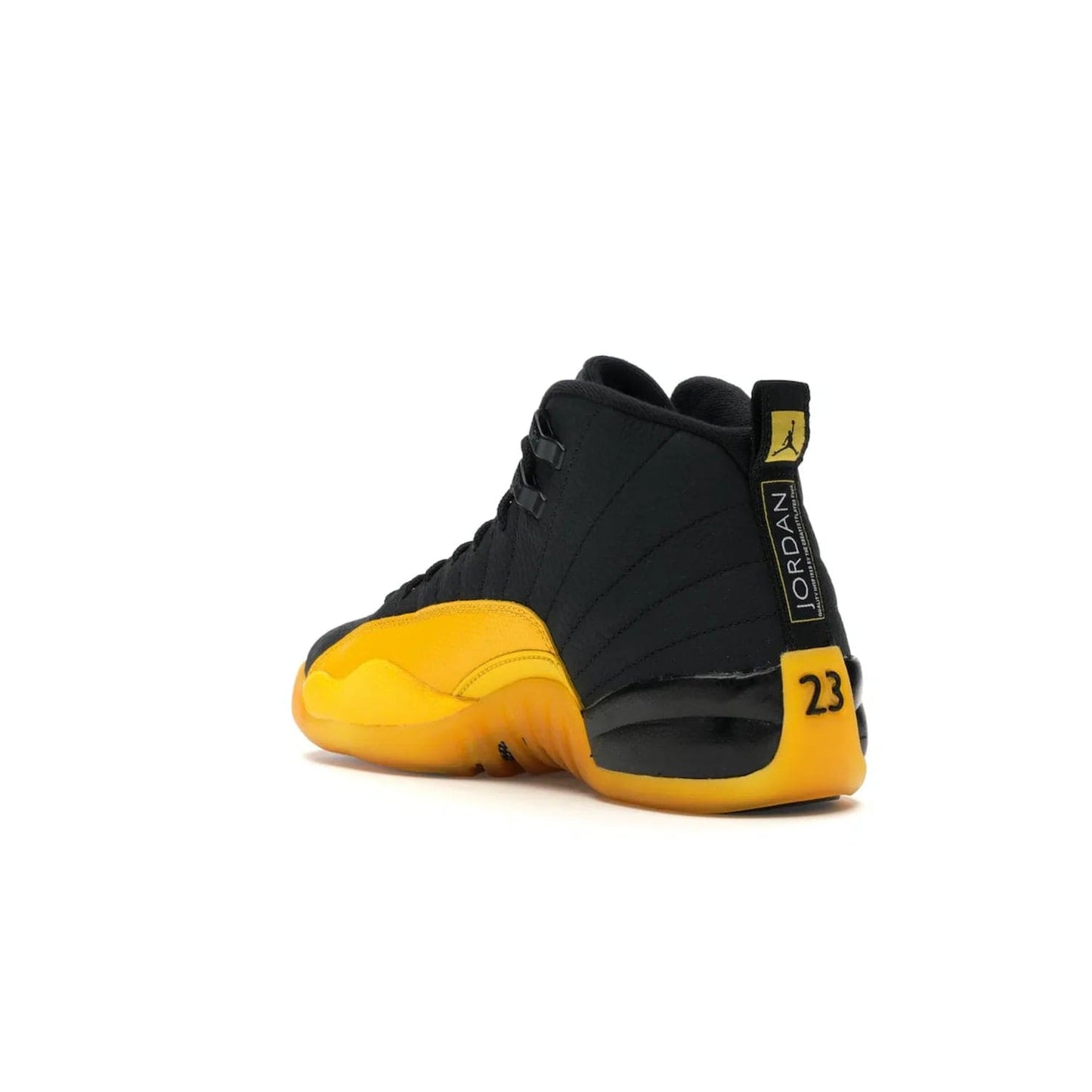 Jordan 12 Retro Black University Gold (GS) - Image 24 - Only at www.BallersClubKickz.com - Upgrade your kid's shoe collection with the Jordan 12 Retro Black University Gold. With classic style, black tumbled leather upper, and University Gold accents, it's a great summer look. Out July 2020.