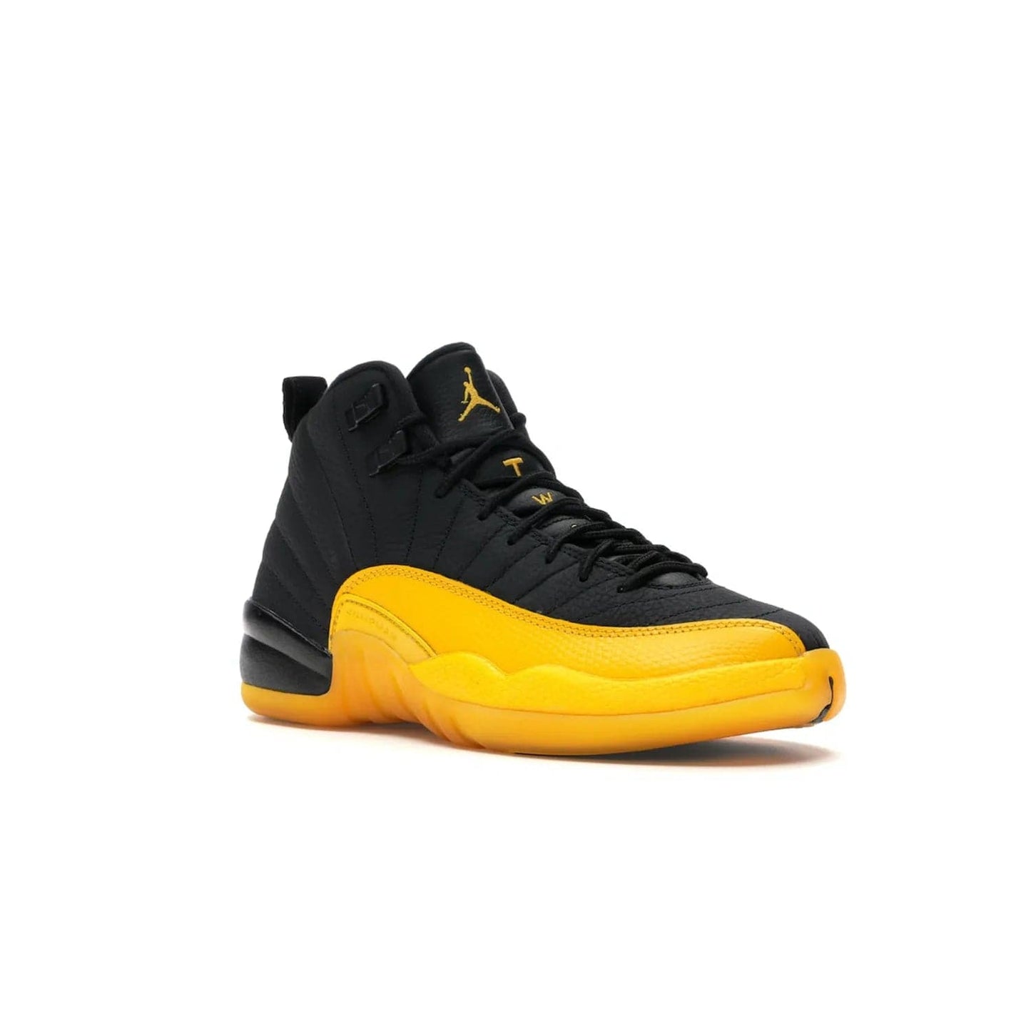Jordan 12 Retro Black University Gold (GS) - Image 5 - Only at www.BallersClubKickz.com - Upgrade your kid's shoe collection with the Jordan 12 Retro Black University Gold. With classic style, black tumbled leather upper, and University Gold accents, it's a great summer look. Out July 2020.