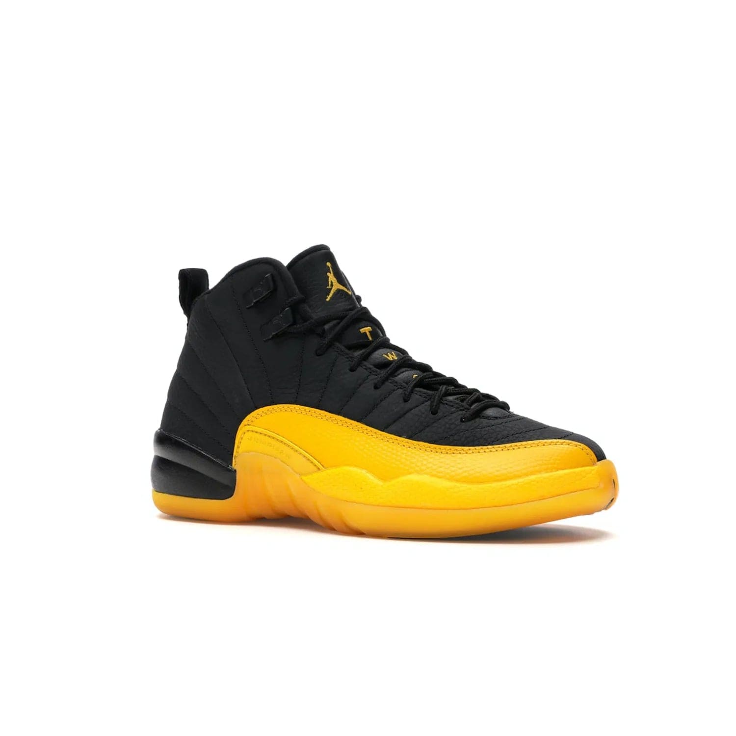 Jordan 12 Retro Black University Gold (GS) - Image 4 - Only at www.BallersClubKickz.com - Upgrade your kid's shoe collection with the Jordan 12 Retro Black University Gold. With classic style, black tumbled leather upper, and University Gold accents, it's a great summer look. Out July 2020.
