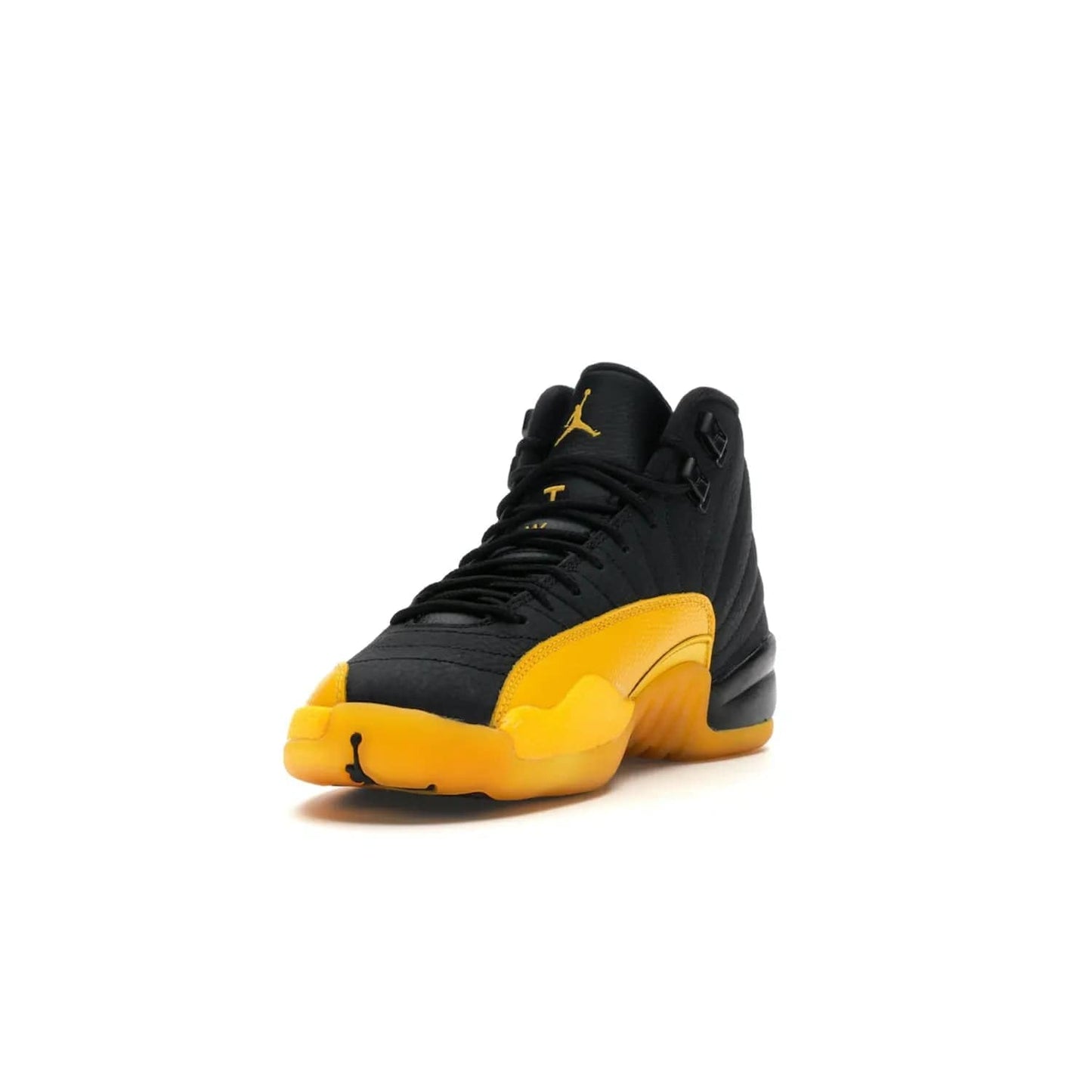 Jordan 12 Retro Black University Gold (GS) - Image 13 - Only at www.BallersClubKickz.com - Upgrade your kid's shoe collection with the Jordan 12 Retro Black University Gold. With classic style, black tumbled leather upper, and University Gold accents, it's a great summer look. Out July 2020.