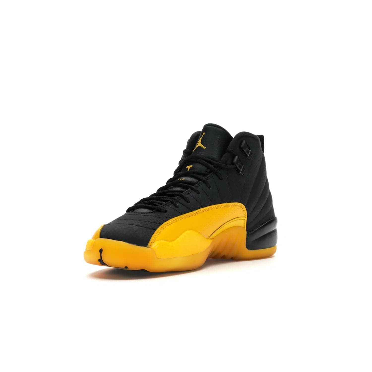 Jordan 12 Retro Black University Gold (GS) - Image 14 - Only at www.BallersClubKickz.com - Upgrade your kid's shoe collection with the Jordan 12 Retro Black University Gold. With classic style, black tumbled leather upper, and University Gold accents, it's a great summer look. Out July 2020.