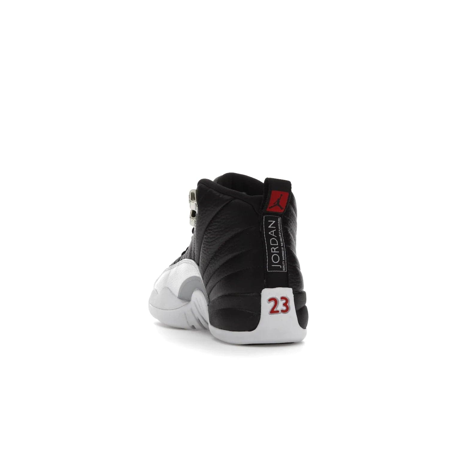 Jordan 12 Retro Playoffs (2022) (GS) - Image 26 - Only at www.BallersClubKickz.com - Air Jordan 12 Retro Playoffs GS 2022 for active young athletes. Comfort and style in a combination of black tumbled leather, white textured overlays and red/white/black outsole. Eye-catching details and signature carbon fiber shank plate.