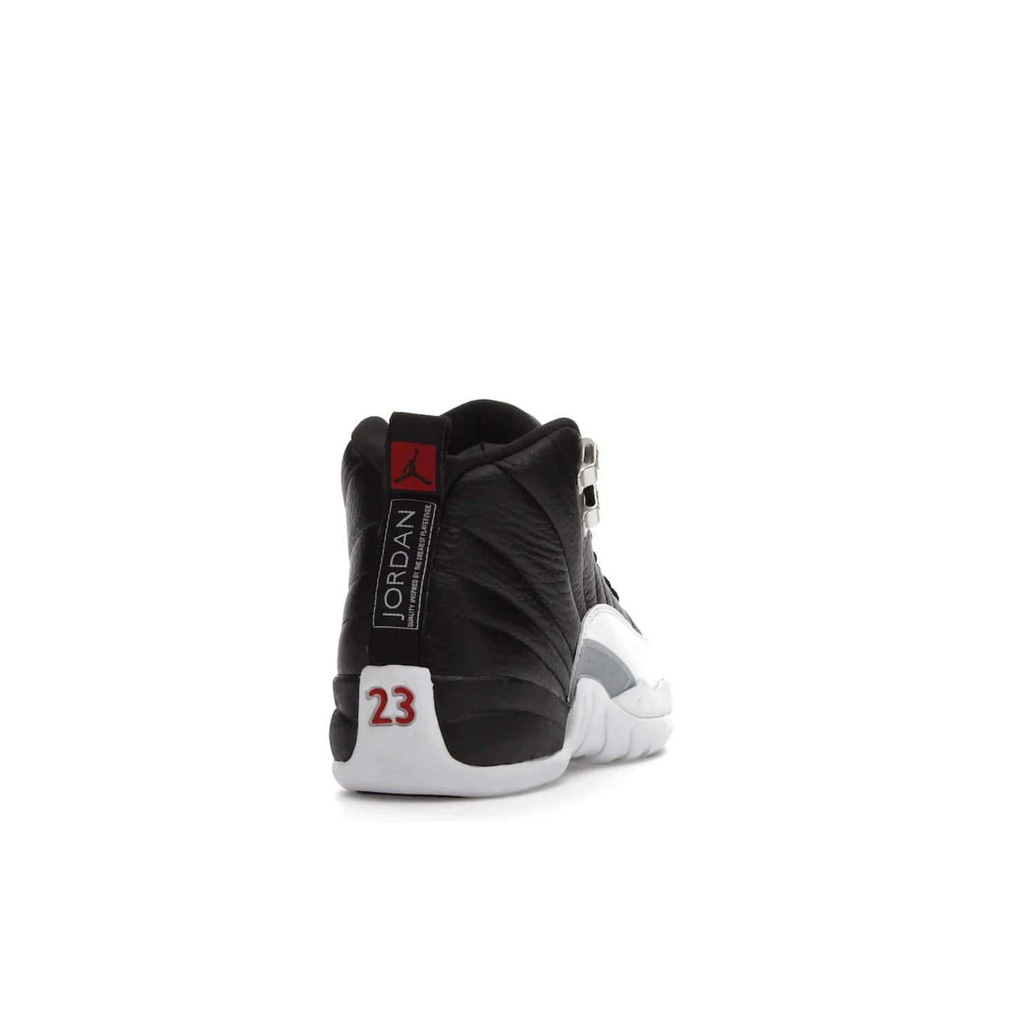 Jordan 12 Retro Playoffs (2022) (GS) - Image 30 - Only at www.BallersClubKickz.com - Air Jordan 12 Retro Playoffs GS 2022 for active young athletes. Comfort and style in a combination of black tumbled leather, white textured overlays and red/white/black outsole. Eye-catching details and signature carbon fiber shank plate.