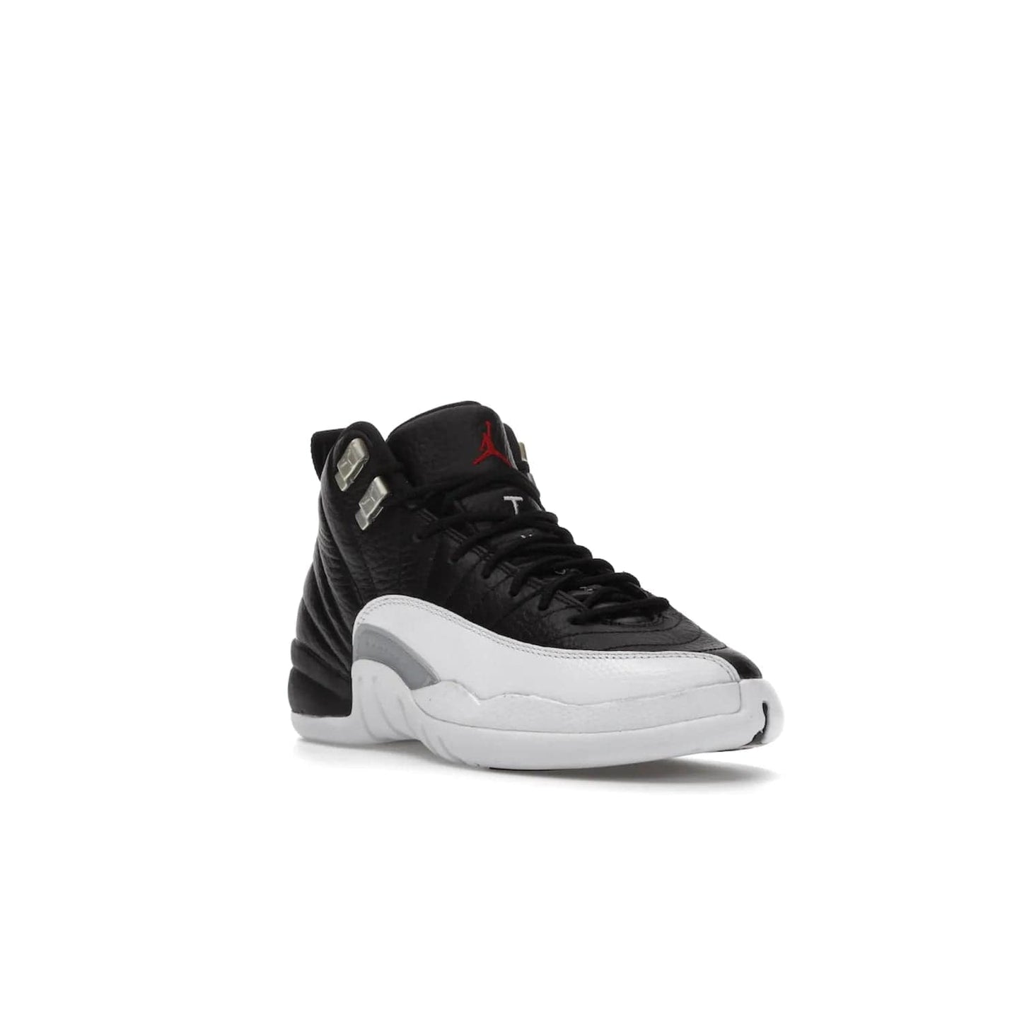 Jordan 12 Retro Playoffs (2022) (GS) - Image 6 - Only at www.BallersClubKickz.com - Air Jordan 12 Retro Playoffs GS 2022 for active young athletes. Comfort and style in a combination of black tumbled leather, white textured overlays and red/white/black outsole. Eye-catching details and signature carbon fiber shank plate.