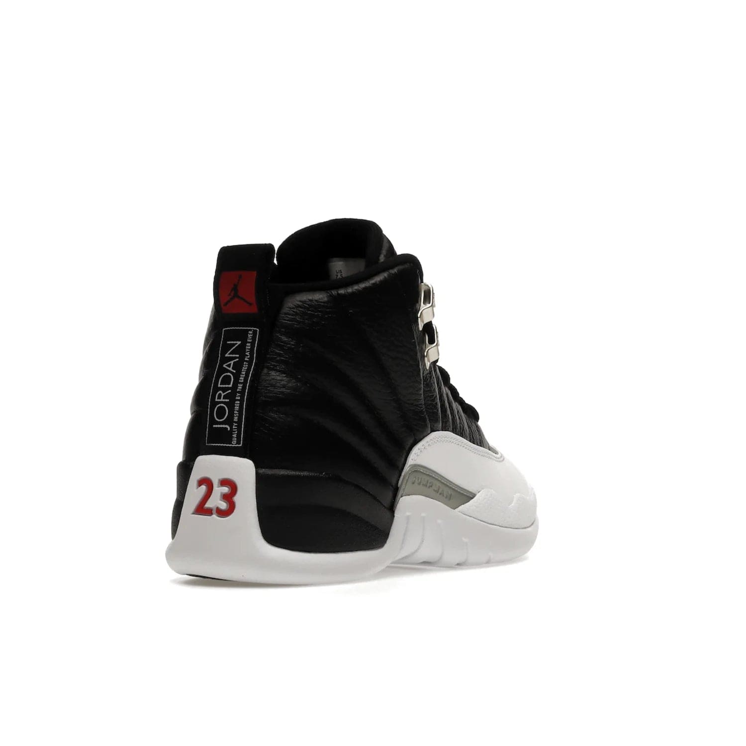 Jordan 12 Retro Playoffs (2022) - Image 31 - Only at www.BallersClubKickz.com - Retro Air Jordan 12 Playoffs. Celebrate 25 years with MJ's iconic shoe. Black tumbled leather upper, white sole with carbon fiber detailing and Jumpman embroidery. Must-have for any Jordan shoe fan. Releases March 2022.