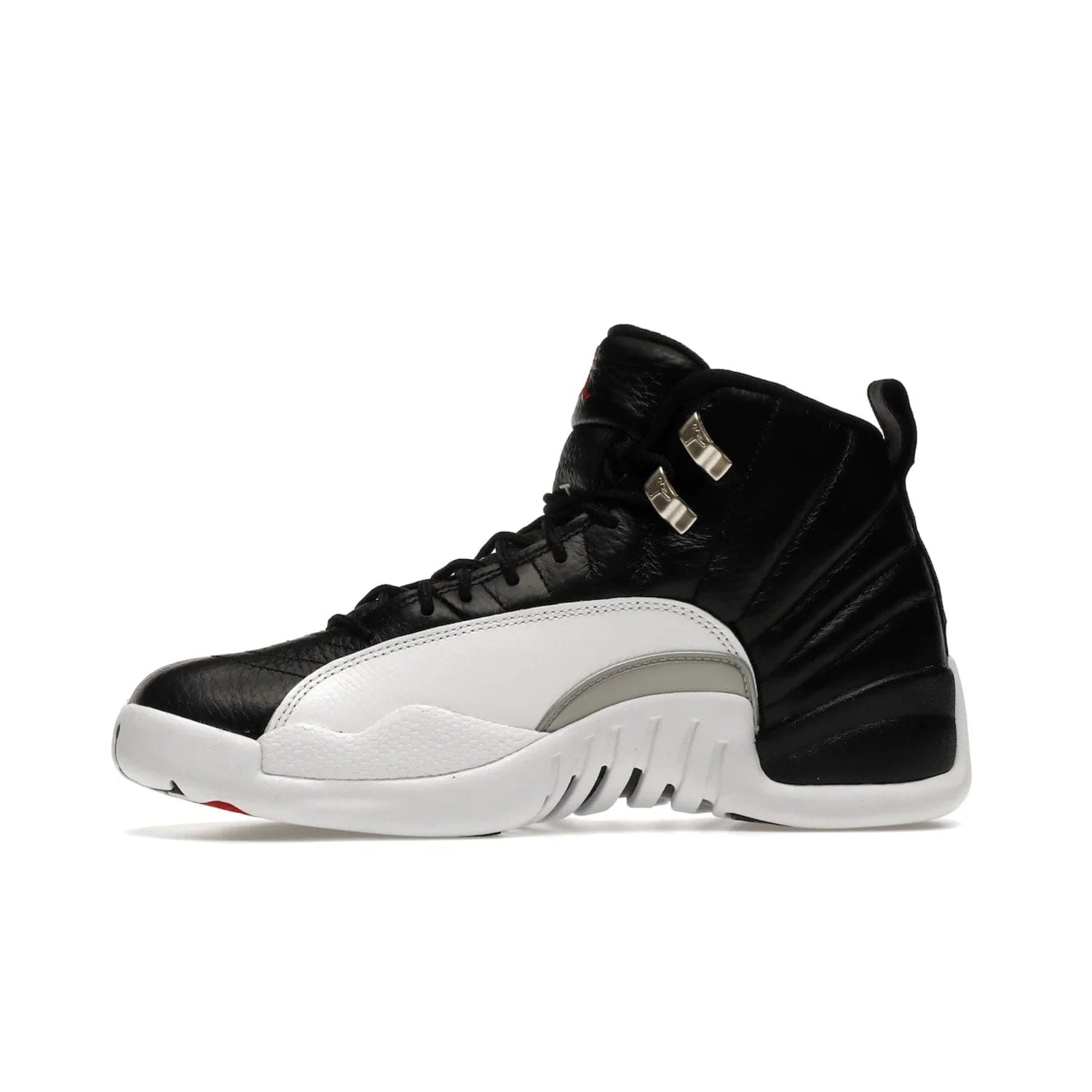 Jordan 12 Retro Playoffs (2022) - Image 18 - Only at www.BallersClubKickz.com - Retro Air Jordan 12 Playoffs. Celebrate 25 years with MJ's iconic shoe. Black tumbled leather upper, white sole with carbon fiber detailing and Jumpman embroidery. Must-have for any Jordan shoe fan. Releases March 2022.