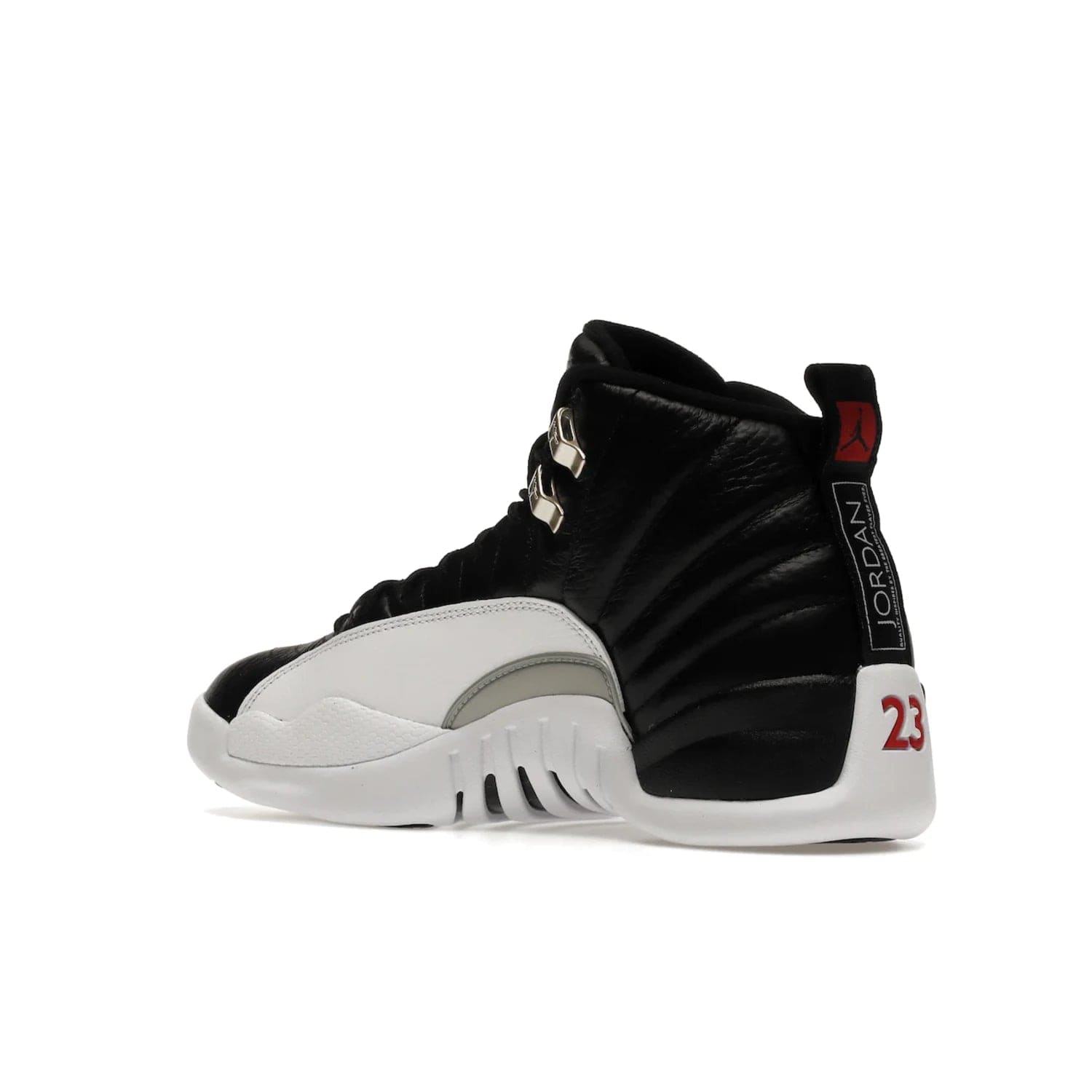 Jordan 12 Retro Playoffs (2022) - Image 23 - Only at www.BallersClubKickz.com - Retro Air Jordan 12 Playoffs. Celebrate 25 years with MJ's iconic shoe. Black tumbled leather upper, white sole with carbon fiber detailing and Jumpman embroidery. Must-have for any Jordan shoe fan. Releases March 2022.
