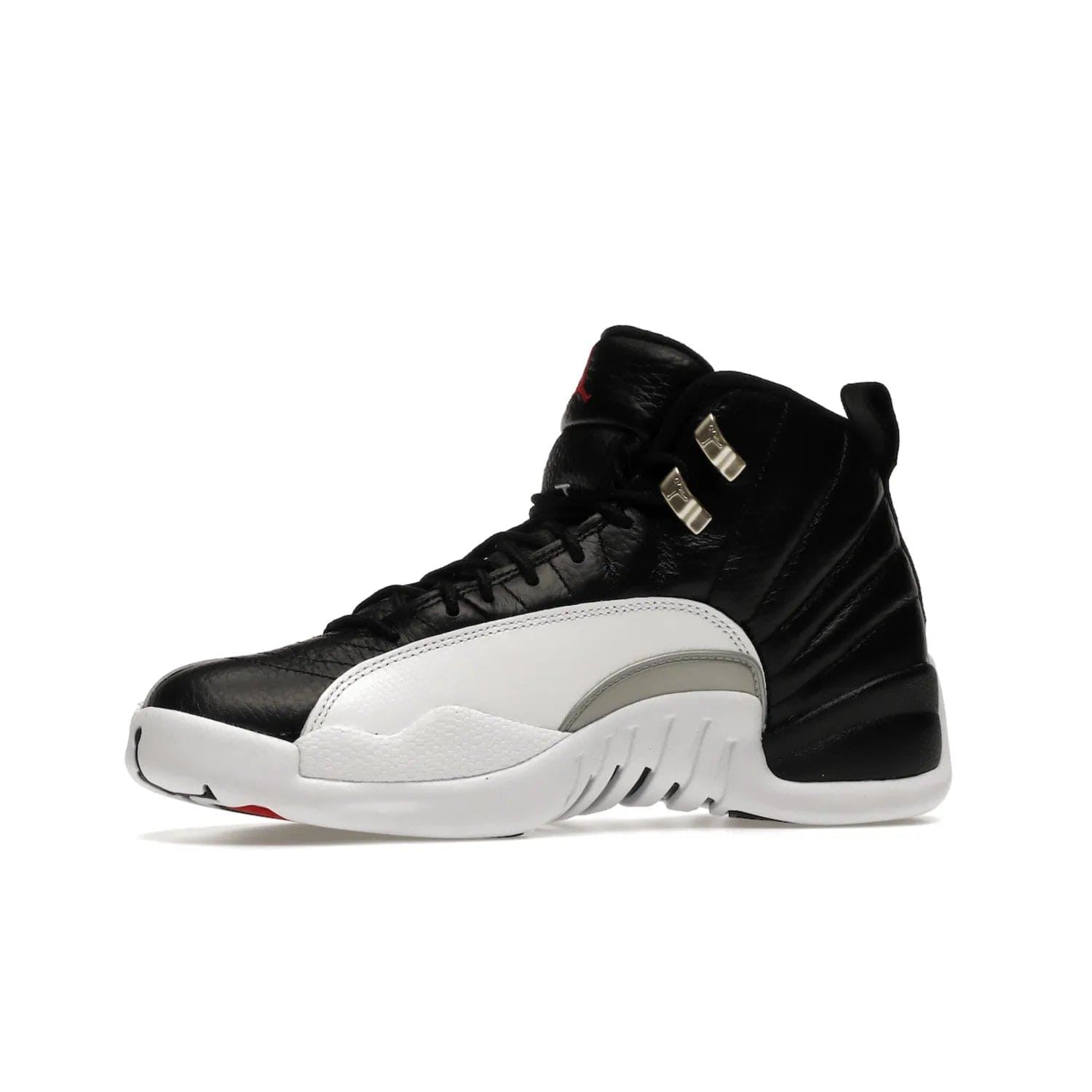 Jordan 12 Retro Playoffs (2022) - Image 17 - Only at www.BallersClubKickz.com - Retro Air Jordan 12 Playoffs. Celebrate 25 years with MJ's iconic shoe. Black tumbled leather upper, white sole with carbon fiber detailing and Jumpman embroidery. Must-have for any Jordan shoe fan. Releases March 2022.