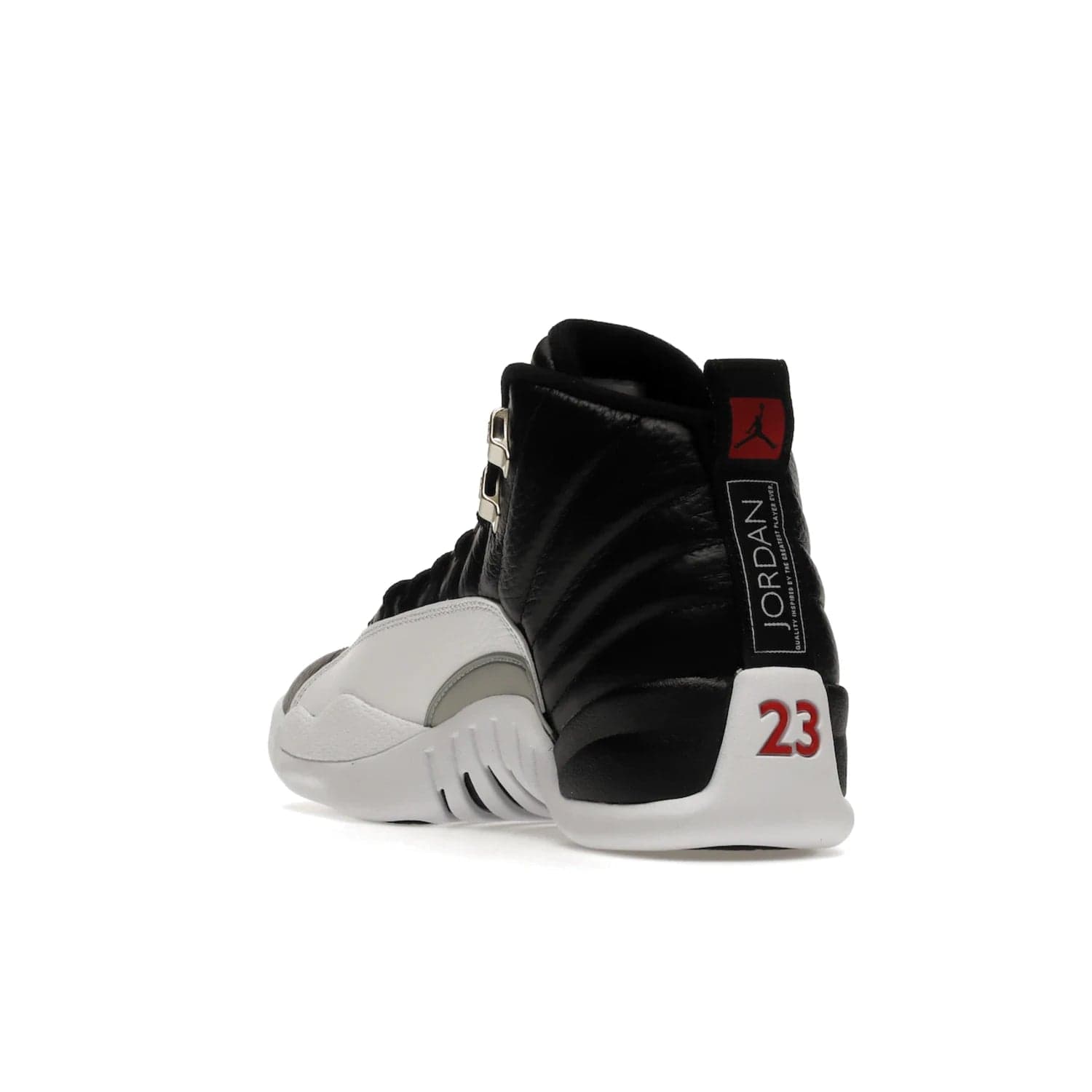 Jordan 12 Retro Playoffs (2022) - Image 25 - Only at www.BallersClubKickz.com - Retro Air Jordan 12 Playoffs. Celebrate 25 years with MJ's iconic shoe. Black tumbled leather upper, white sole with carbon fiber detailing and Jumpman embroidery. Must-have for any Jordan shoe fan. Releases March 2022.