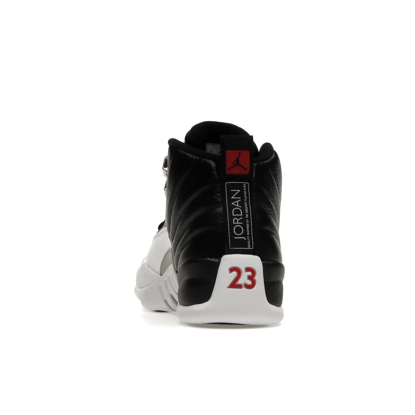Jordan 12 Retro Playoffs (2022) - Image 27 - Only at www.BallersClubKickz.com - Retro Air Jordan 12 Playoffs. Celebrate 25 years with MJ's iconic shoe. Black tumbled leather upper, white sole with carbon fiber detailing and Jumpman embroidery. Must-have for any Jordan shoe fan. Releases March 2022.