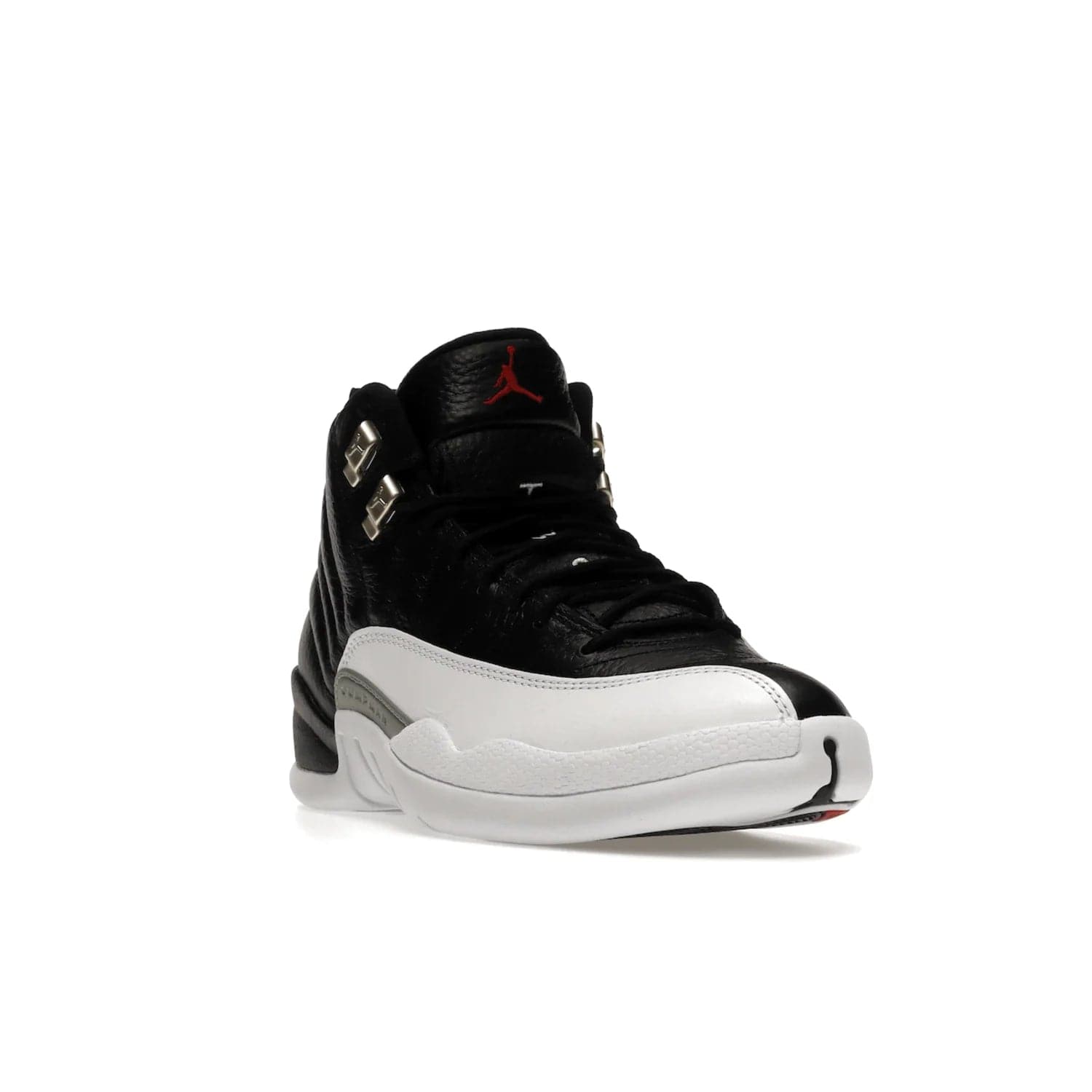 Jordan 12 Retro Playoffs (2022) - Image 7 - Only at www.BallersClubKickz.com - Retro Air Jordan 12 Playoffs. Celebrate 25 years with MJ's iconic shoe. Black tumbled leather upper, white sole with carbon fiber detailing and Jumpman embroidery. Must-have for any Jordan shoe fan. Releases March 2022.