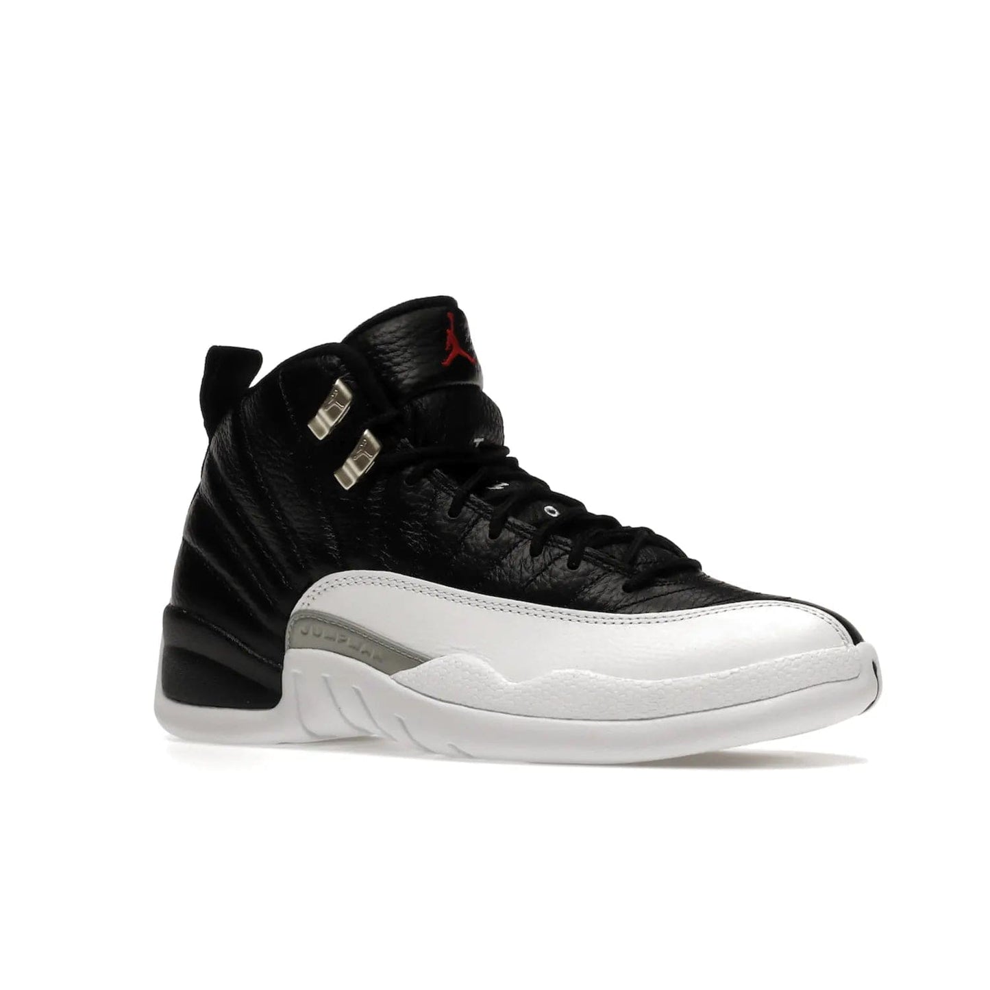 Jordan 12 Retro Playoffs (2022) - Image 4 - Only at www.BallersClubKickz.com - Retro Air Jordan 12 Playoffs. Celebrate 25 years with MJ's iconic shoe. Black tumbled leather upper, white sole with carbon fiber detailing and Jumpman embroidery. Must-have for any Jordan shoe fan. Releases March 2022.