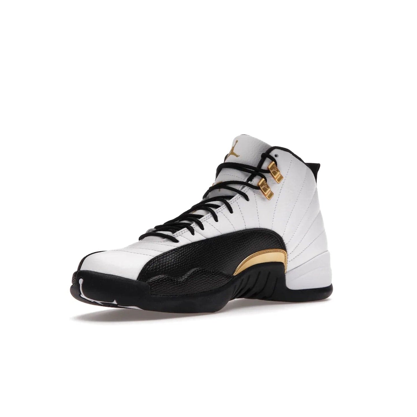 Jordan 12 Retro Royalty Taxi - Image 15 - Only at www.BallersClubKickz.com - Make a statement with the Air Jordan 12 Retro Royalty Taxi. Woven heel tag, gold plaquet, white tumbled leather upper plus a black toe wrap, make this modern take on the classic a must-have. Available in November 2021.