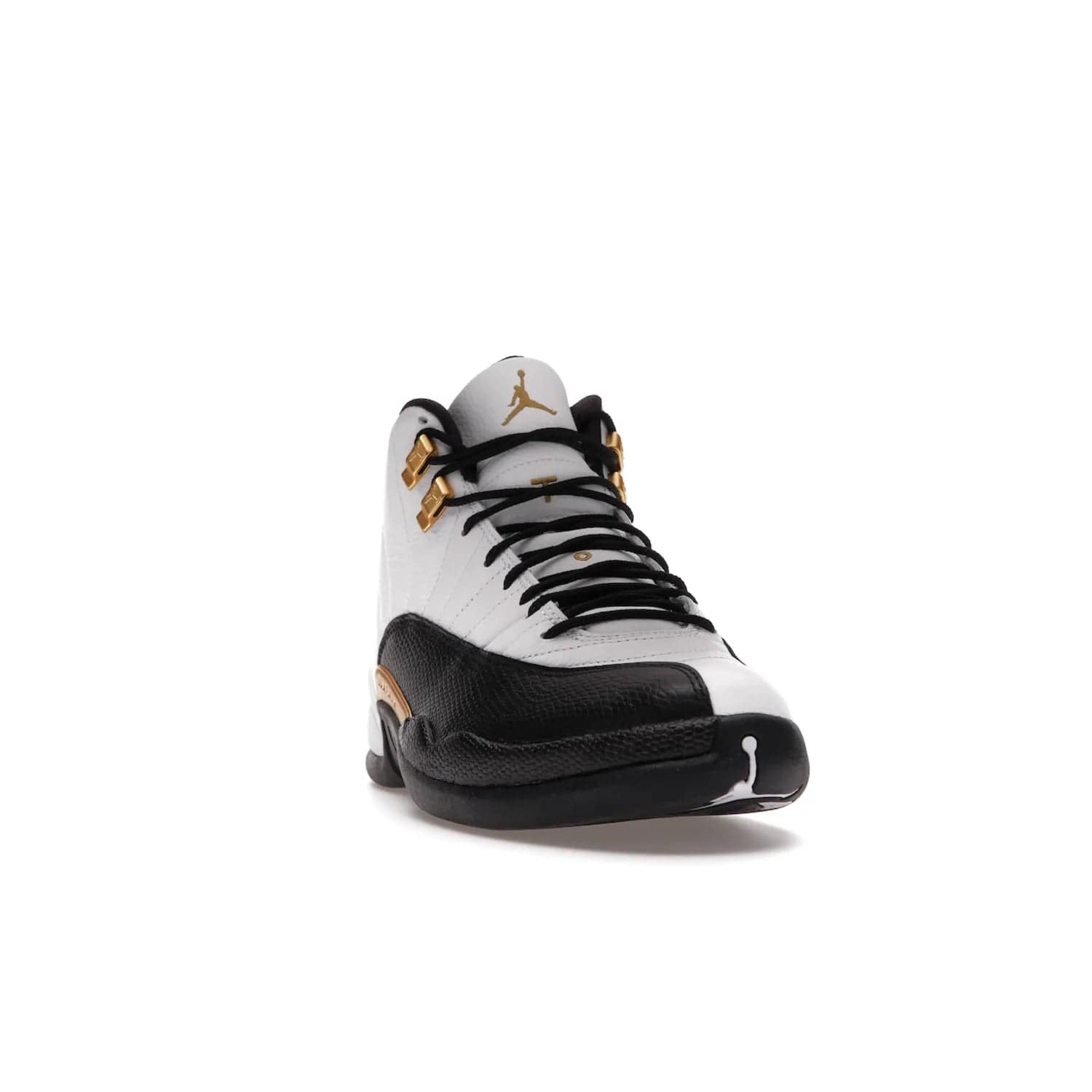 Jordan 12 Retro Royalty Taxi - Image 8 - Only at www.BallersClubKickz.com - Make a statement with the Air Jordan 12 Retro Royalty Taxi. Woven heel tag, gold plaquet, white tumbled leather upper plus a black toe wrap, make this modern take on the classic a must-have. Available in November 2021.