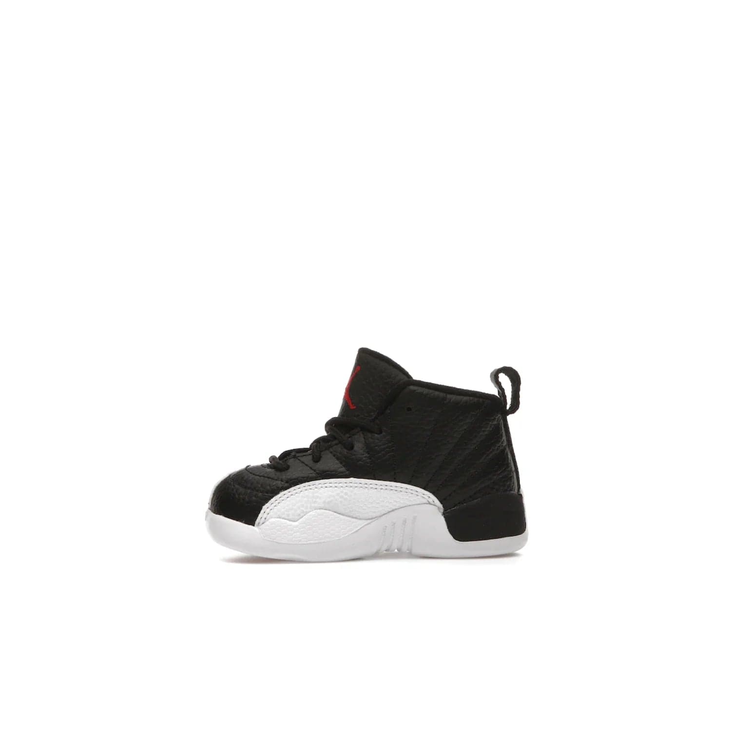 Jordan 12 Retro Playoffs (2022) (TD) - Image 18 - Only at www.BallersClubKickz.com - Stay stylish with the Air Jordan 12 Retro Playoffs 2022 (TD) toddler shoe. All-black upper with red and white accents plus subtle gold details. Bright white midsole and sole. Perfect for any outing or special event.