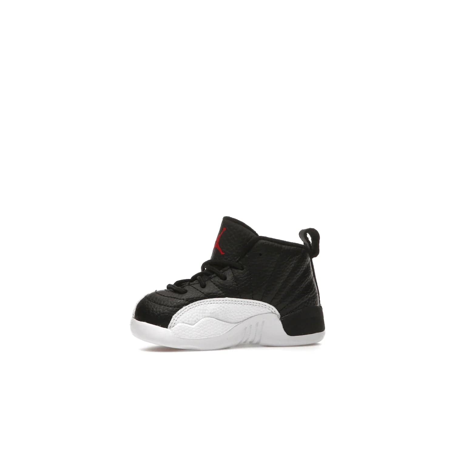 Jordan 12 Retro Playoffs (2022) (TD) - Image 17 - Only at www.BallersClubKickz.com - Stay stylish with the Air Jordan 12 Retro Playoffs 2022 (TD) toddler shoe. All-black upper with red and white accents plus subtle gold details. Bright white midsole and sole. Perfect for any outing or special event.