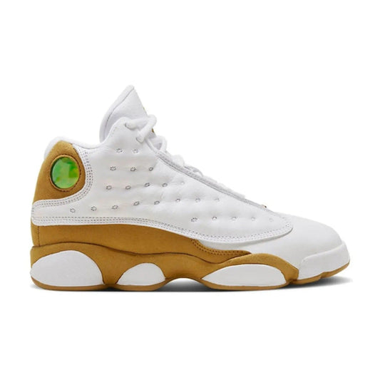 Jordan 13 Retro Wheat (2023) (GS) - Image 1 - Only at www.BallersClubKickz.com - The Jordan 13 Retro Wheat GS is a classic sneakers with a luxurious twist! White upper overlays and wheat-colored suede makes a perfect combo. Get yours in November 2023!