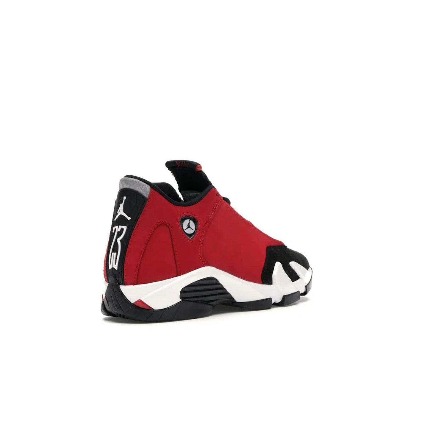 Jordan 14 Retro Gym Red Toro (GS) - Image 32 - Only at www.BallersClubKickz.com - Introducing the Air Jordan 14 Retro Toro GS – perfect for young grade schoolers. Combining black and red suede, Zoom Air cushioning and a Jumpman logo. Get yours on 2 July for $140!