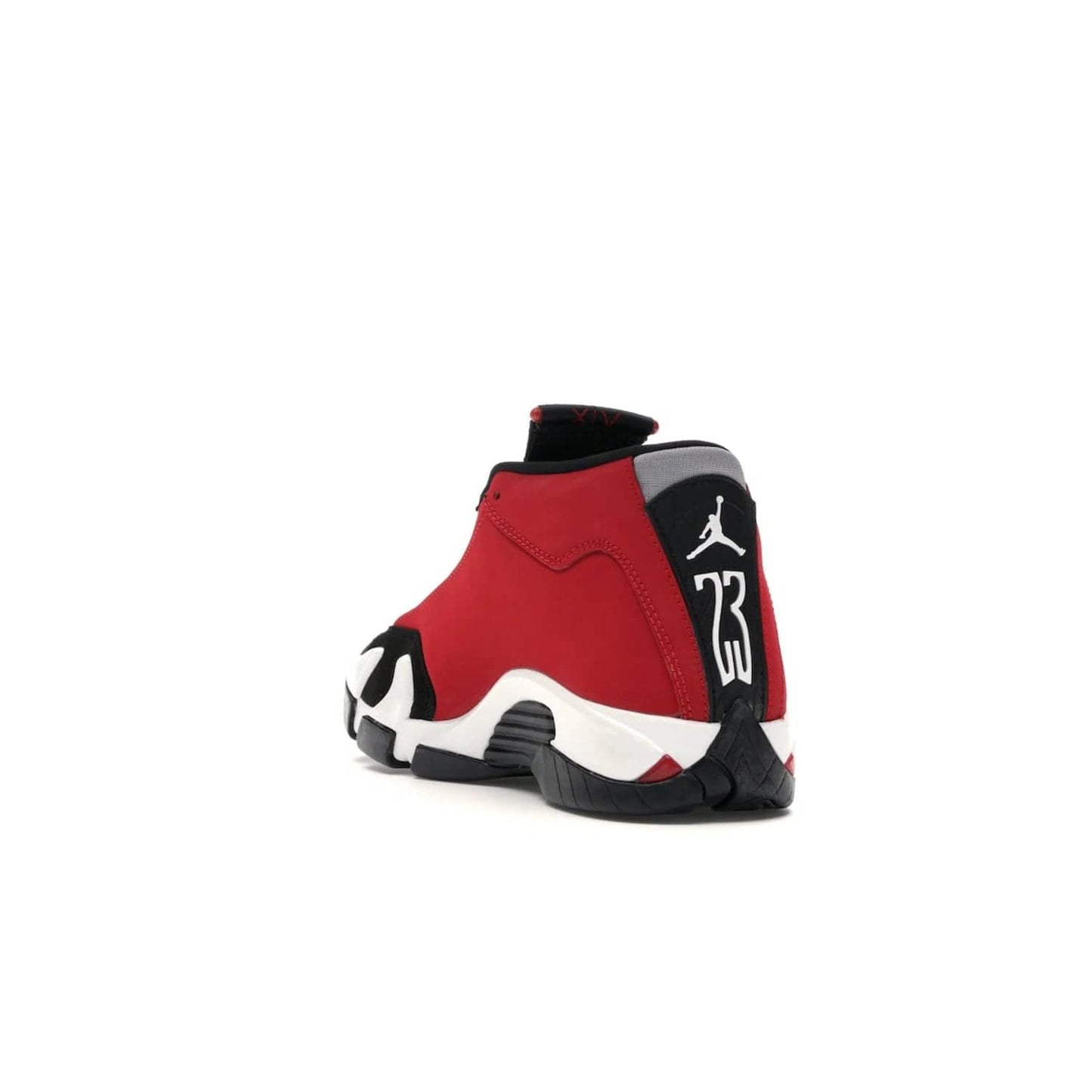 Jordan 14 Retro Gym Red Toro (GS) - Image 25 - Only at www.BallersClubKickz.com - Introducing the Air Jordan 14 Retro Toro GS – perfect for young grade schoolers. Combining black and red suede, Zoom Air cushioning and a Jumpman logo. Get yours on 2 July for $140!