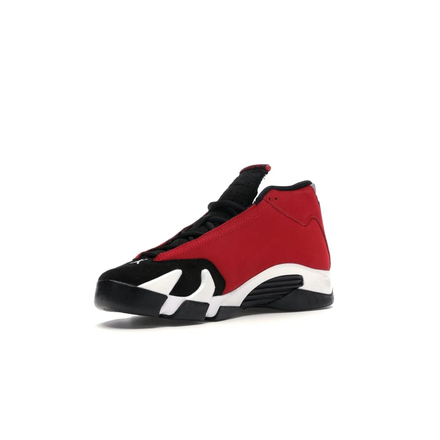 Jordan 14 Retro Gym Red Toro (GS) - Image 15 - Only at www.BallersClubKickz.com - Introducing the Air Jordan 14 Retro Toro GS – perfect for young grade schoolers. Combining black and red suede, Zoom Air cushioning and a Jumpman logo. Get yours on 2 July for $140!