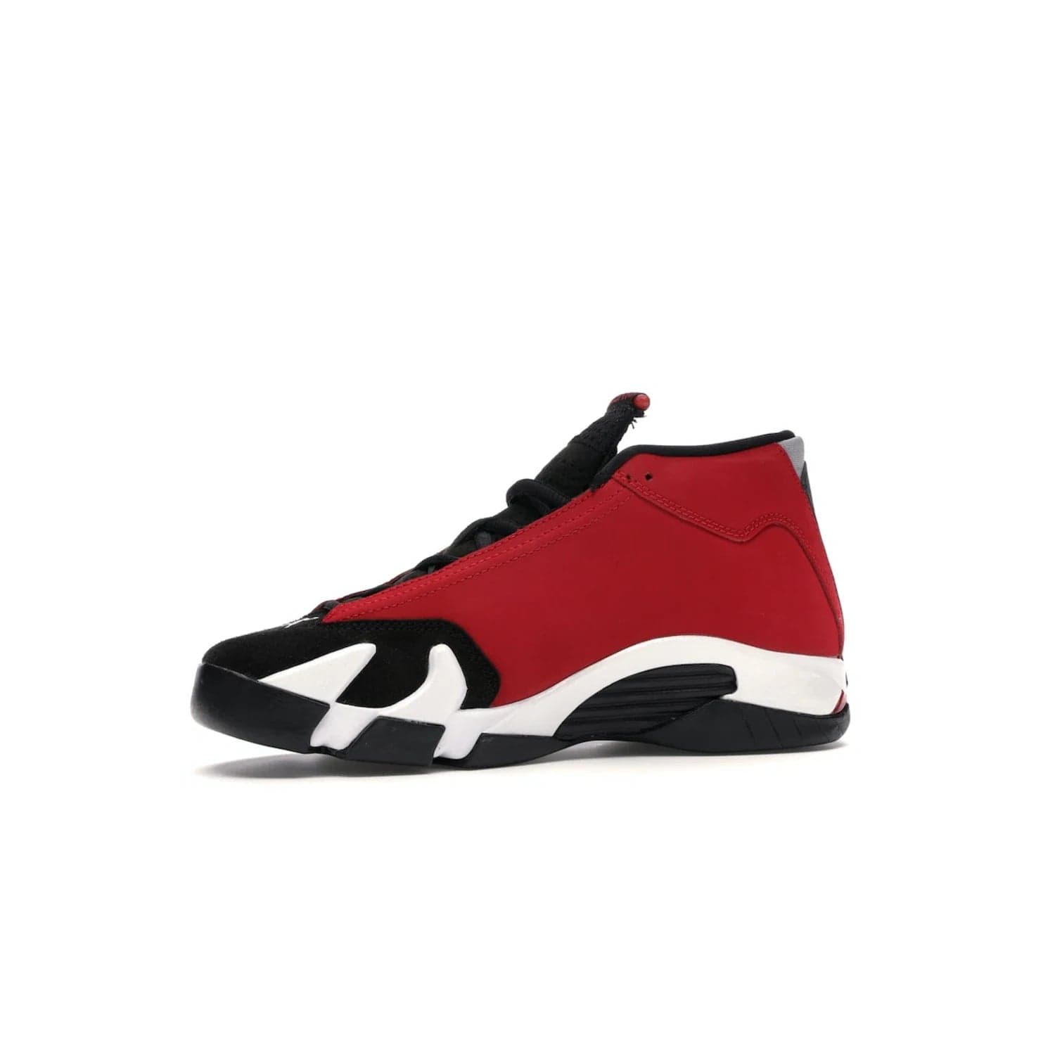 Jordan 14 Retro Gym Red Toro (GS) - Image 17 - Only at www.BallersClubKickz.com - Introducing the Air Jordan 14 Retro Toro GS – perfect for young grade schoolers. Combining black and red suede, Zoom Air cushioning and a Jumpman logo. Get yours on 2 July for $140!