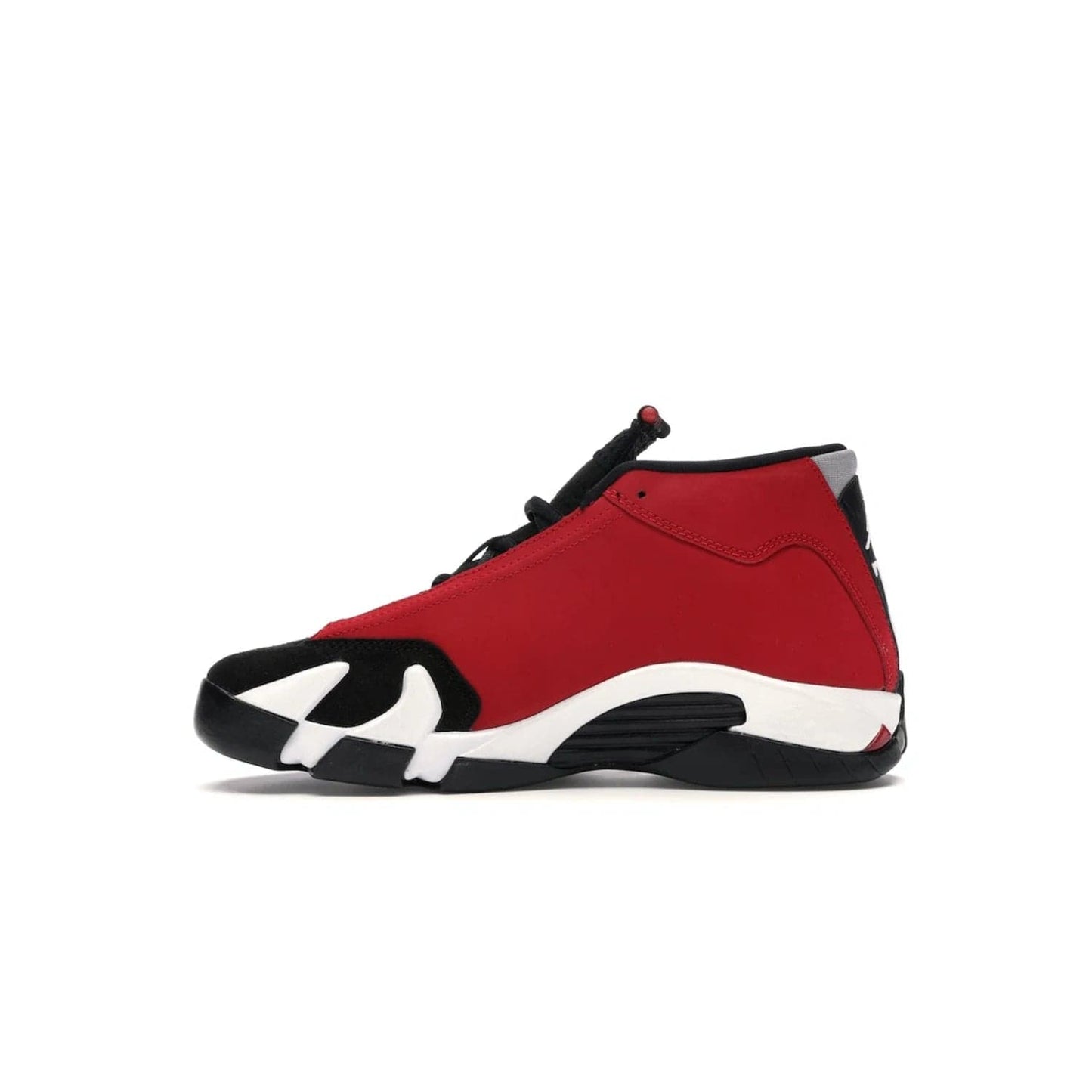 Jordan 14 Retro Gym Red Toro (GS) - Image 19 - Only at www.BallersClubKickz.com - Introducing the Air Jordan 14 Retro Toro GS – perfect for young grade schoolers. Combining black and red suede, Zoom Air cushioning and a Jumpman logo. Get yours on 2 July for $140!
