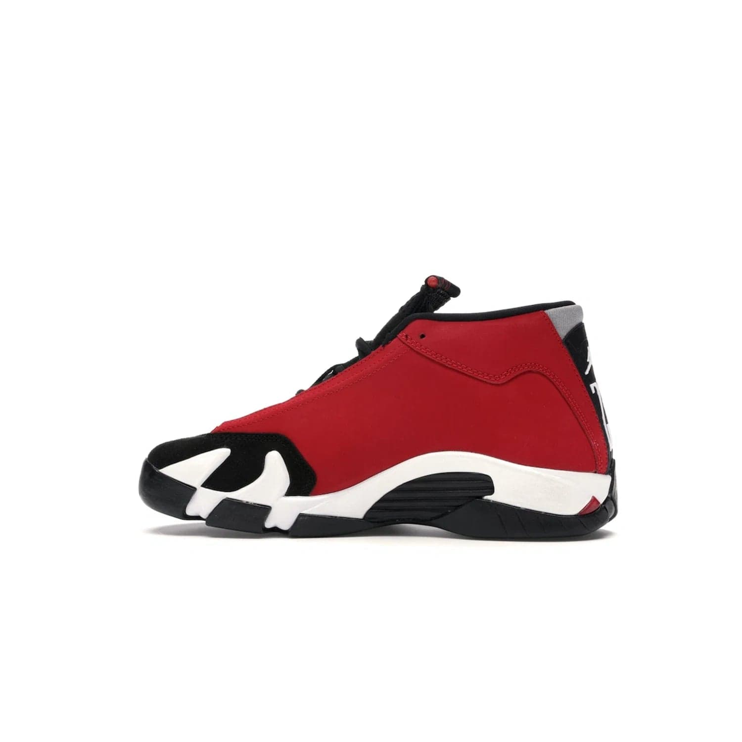 Jordan 14 Retro Gym Red Toro (GS) - Image 20 - Only at www.BallersClubKickz.com - Introducing the Air Jordan 14 Retro Toro GS – perfect for young grade schoolers. Combining black and red suede, Zoom Air cushioning and a Jumpman logo. Get yours on 2 July for $140!